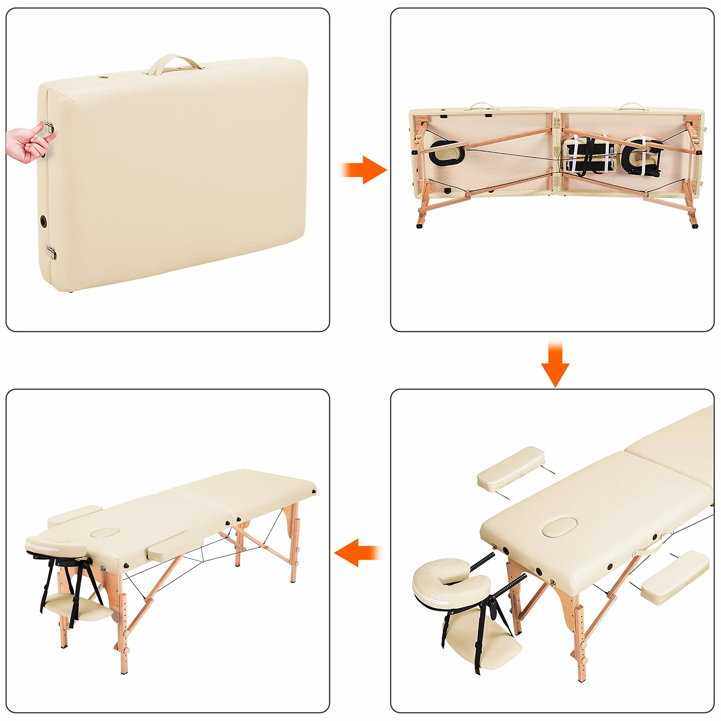 Yaheetech Massageliege Mobile Massagetisch 2 Zonen Tragebares Massagebett höhenverstellbar Holzfüßen inkl. Kopfstütze & Armlehnen 213 × 82 x 85,5 cm bis 250 kg Belastbar