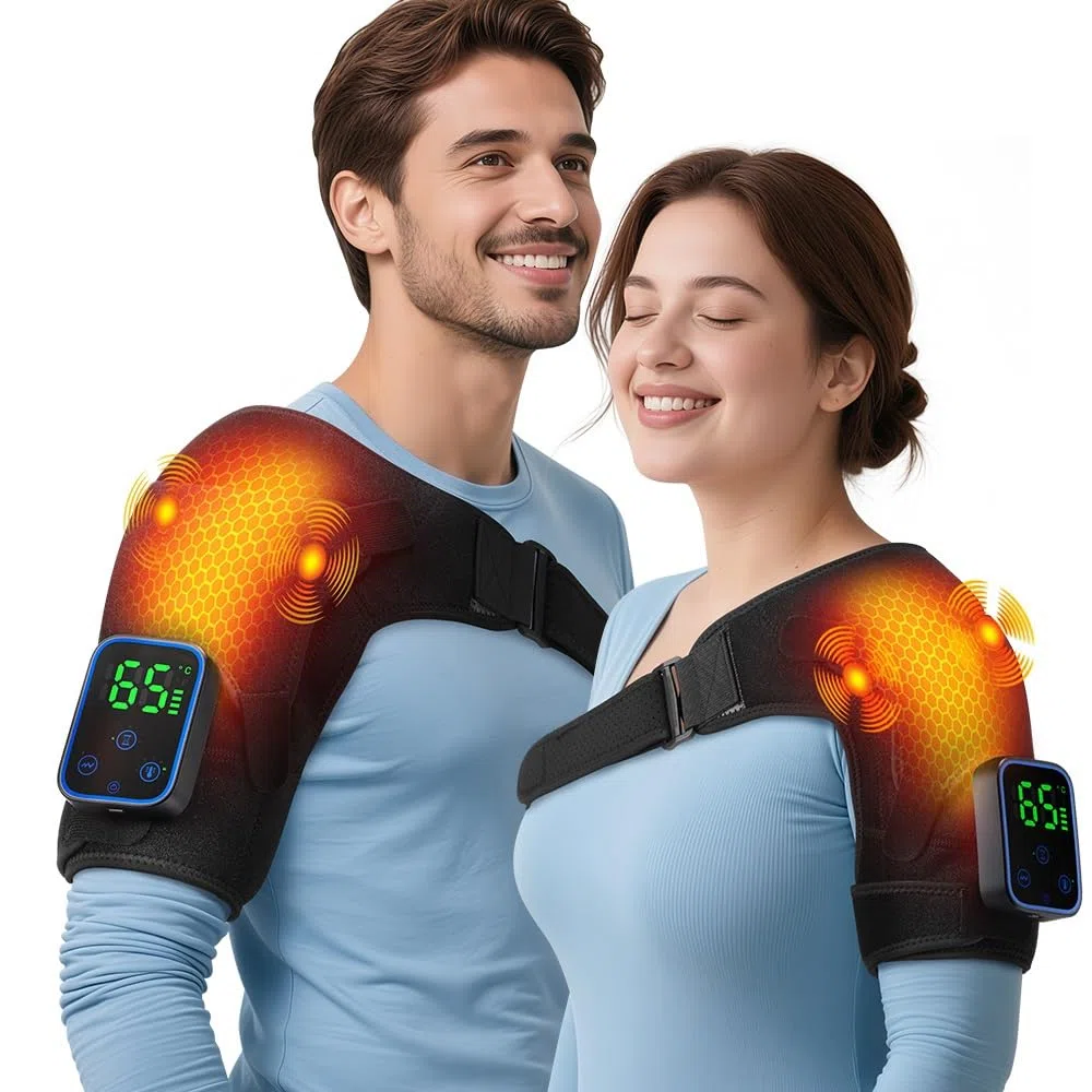 App-Steuerung SchulterwäRmer, 6 Heizstufen & 3 Modi Schultermassage GeräT, Kabellose Beheizte Schultermassageauflage, mit 5000mah-Akku & Led-Touchpanel, FüR Schulter MäNnern Frauen (B)