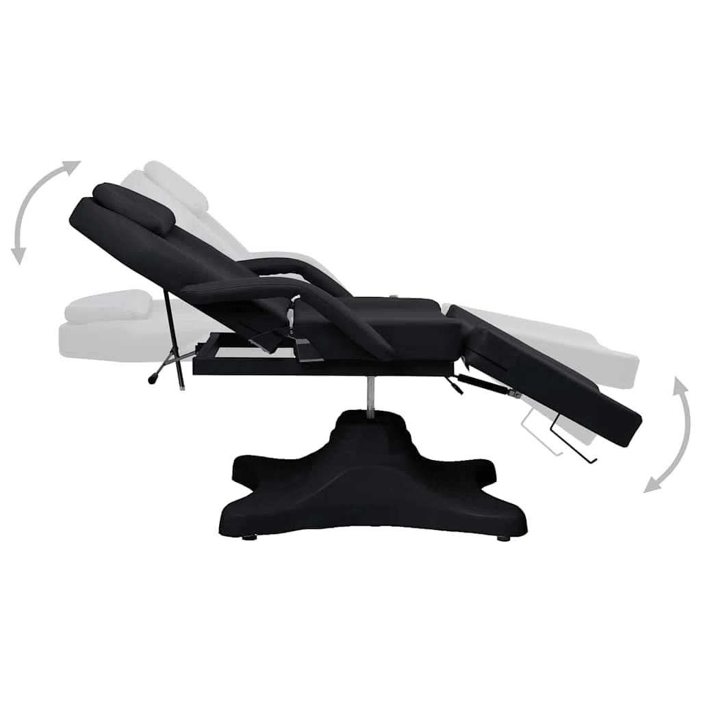 Massagetisch Schwarz 180 x 62 x 86,5 bis 118 cm, höhenverstellbar mit Gasfeder, drehbar 360 Grad, Kosmetikliege für Salon, Spa, Tattoo, Praxis und Wellness