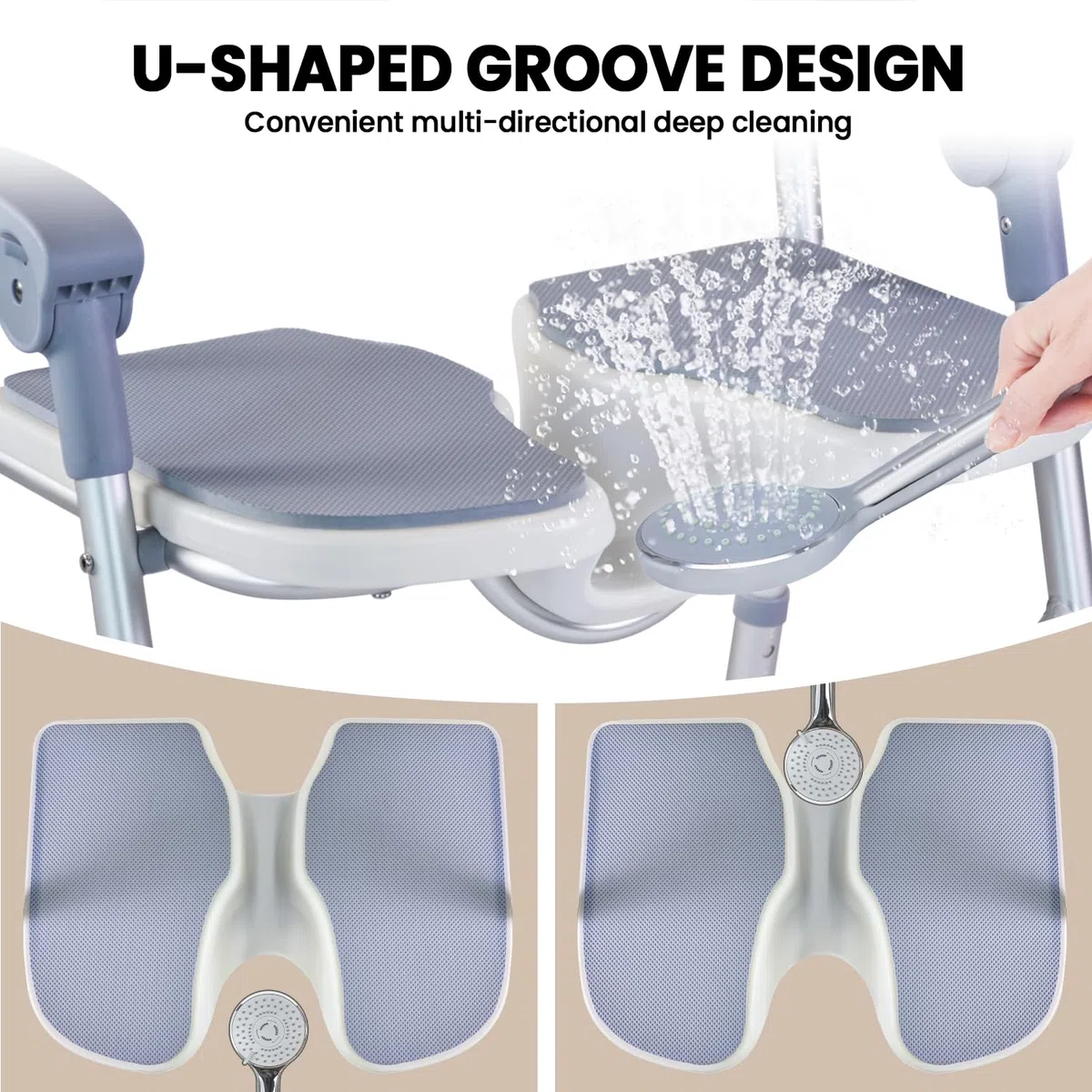 Duschstuhl, U-Form, verstellbarer Duschsitz mit rutschfesten Füßen, ideal für ältere Menschen, Senioren und Schwangere, robustes Design