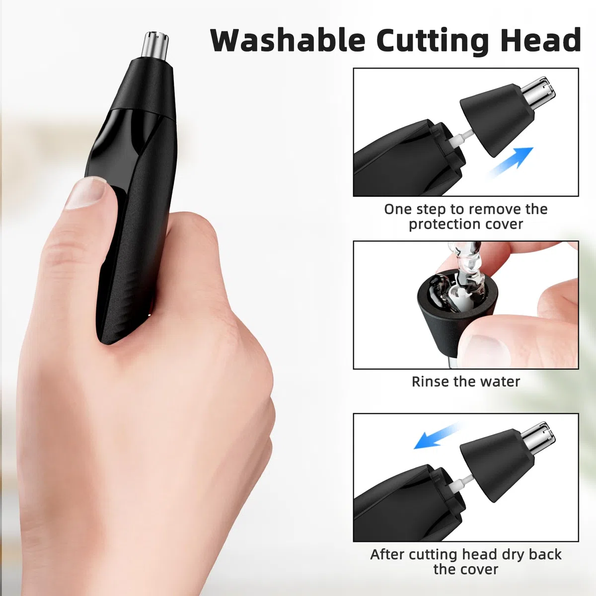 Nasenhaartrimmer, Wiederaufladbar Nasenhaarschneider 2 in 1 Set,Ohrhaarschneider mit Doppelschneideklingen Professioneller schmerzfreier Augenbrauen und esichtshaartrimmer