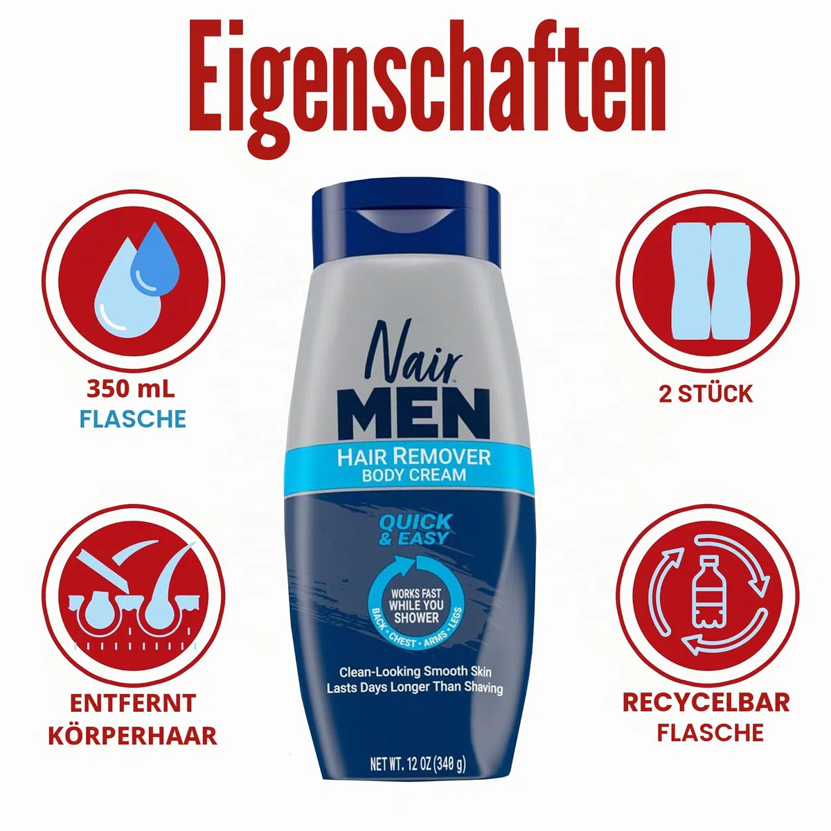 Nair Men Hair Removal Body Cream 13 oz by Nair