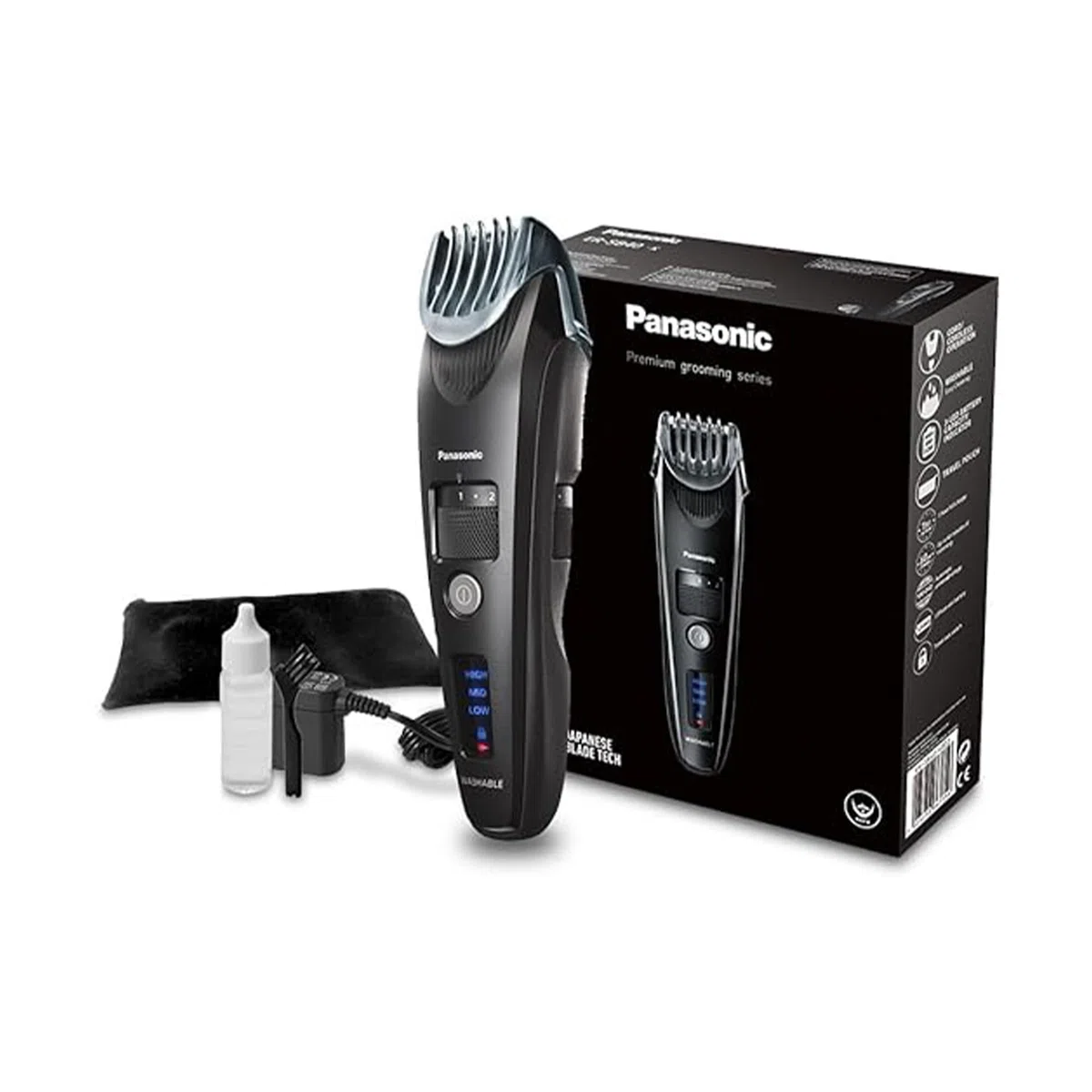 Panasonic ER-SB40-K803 Bartschneider für Männer, tragbarer, wasserdichter Haarschneider, 20 Längen, fortschrittliche Klingen, Kammaufsatz, kabellos & kabelgebunden, LED-Akkuanzeige, Schwarz