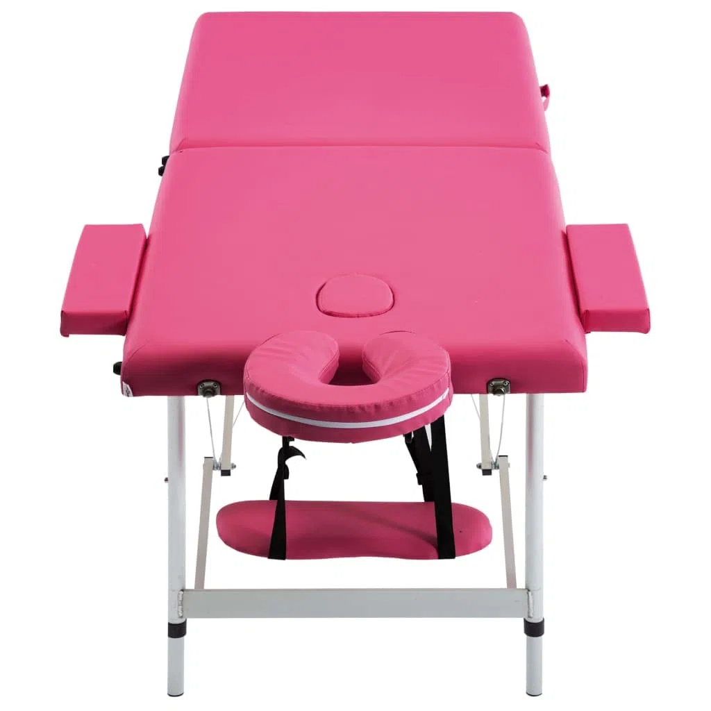 Massageliege klappbar 2-Zonen, Höhenverstellbarer Massagetisch mit Aluminiumgestell, Tragbare Kosmetikliege inkl. Tragetasche, Rosa