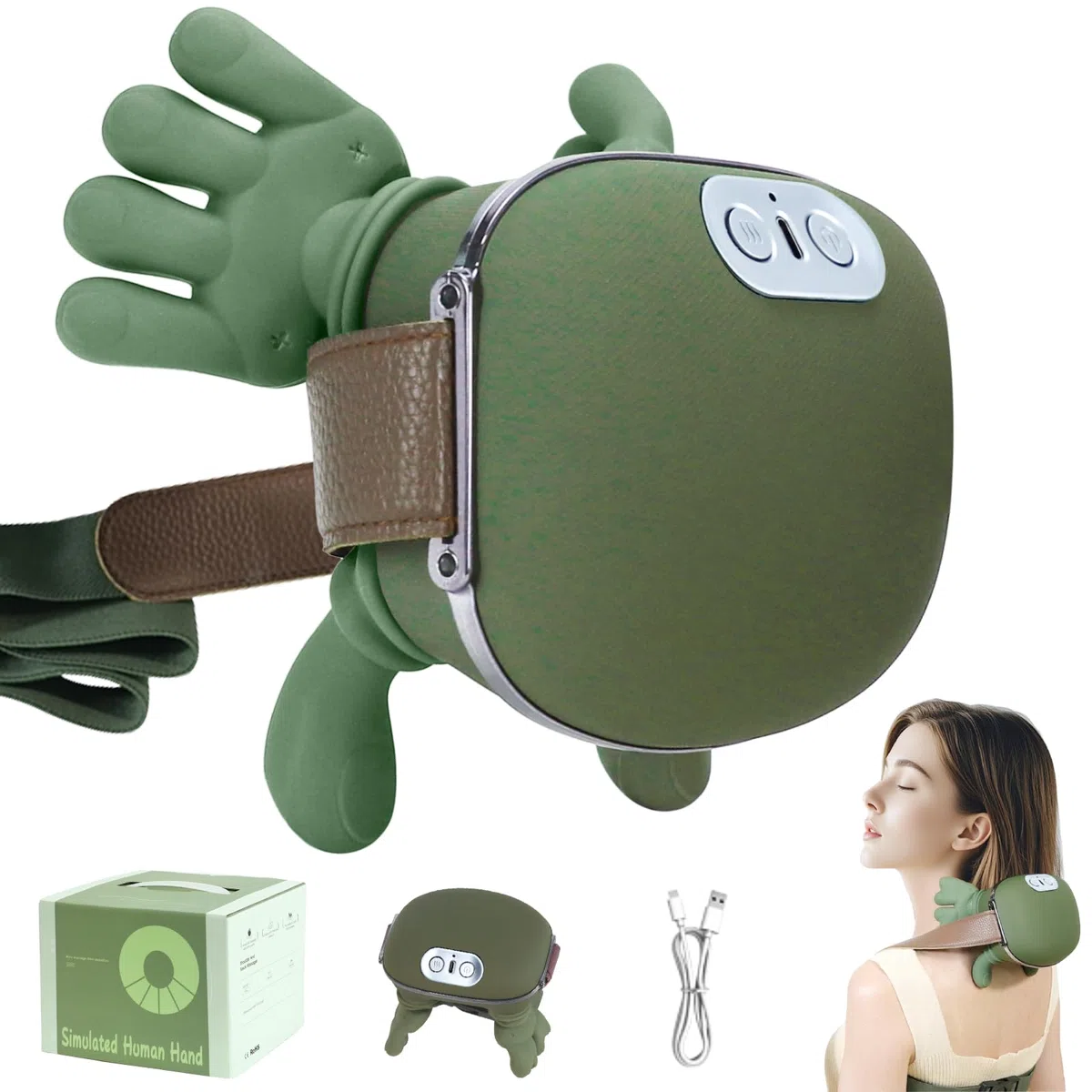 Nacken- und Schultermassagegerät, handgeformtes Tiefengewebe, 4D-Kneten mit Wärmetherapie, tragbares elektrisches Massagegerät zur Schmerzlinderung