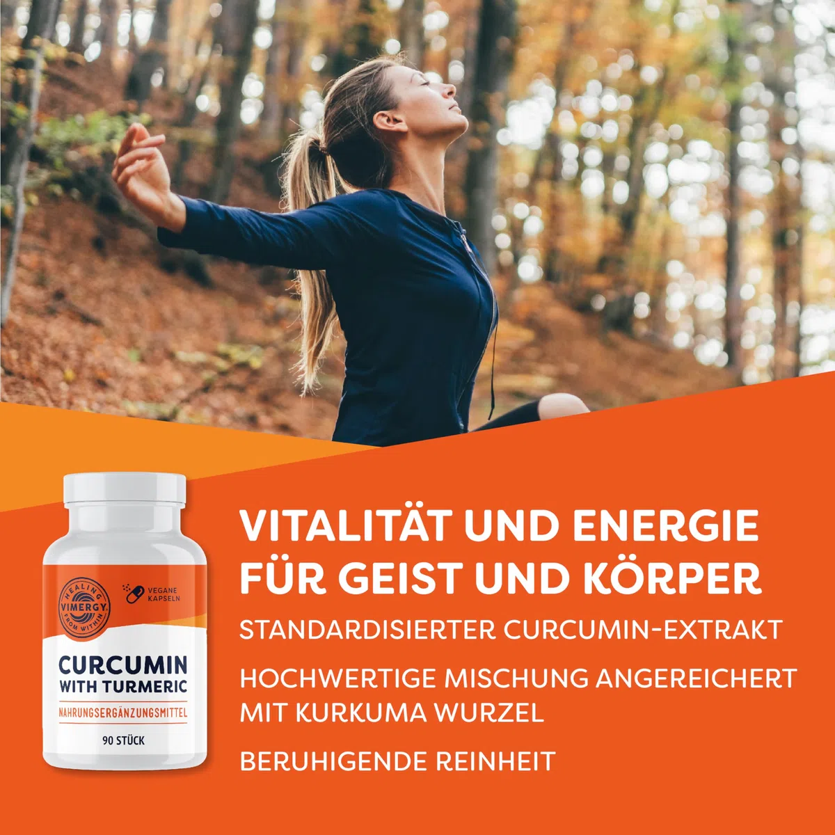 Vimergy Curcumin mit Gelbwurz Kapseln, 30 Einnahmen – Kräuter-Zusätze – Curcuma Kapsel Flüssiger Füllung – Vegane Curcumin & Kurkuma Kapseln – Gentechnik- und Glutenfrei (90 Stk.)