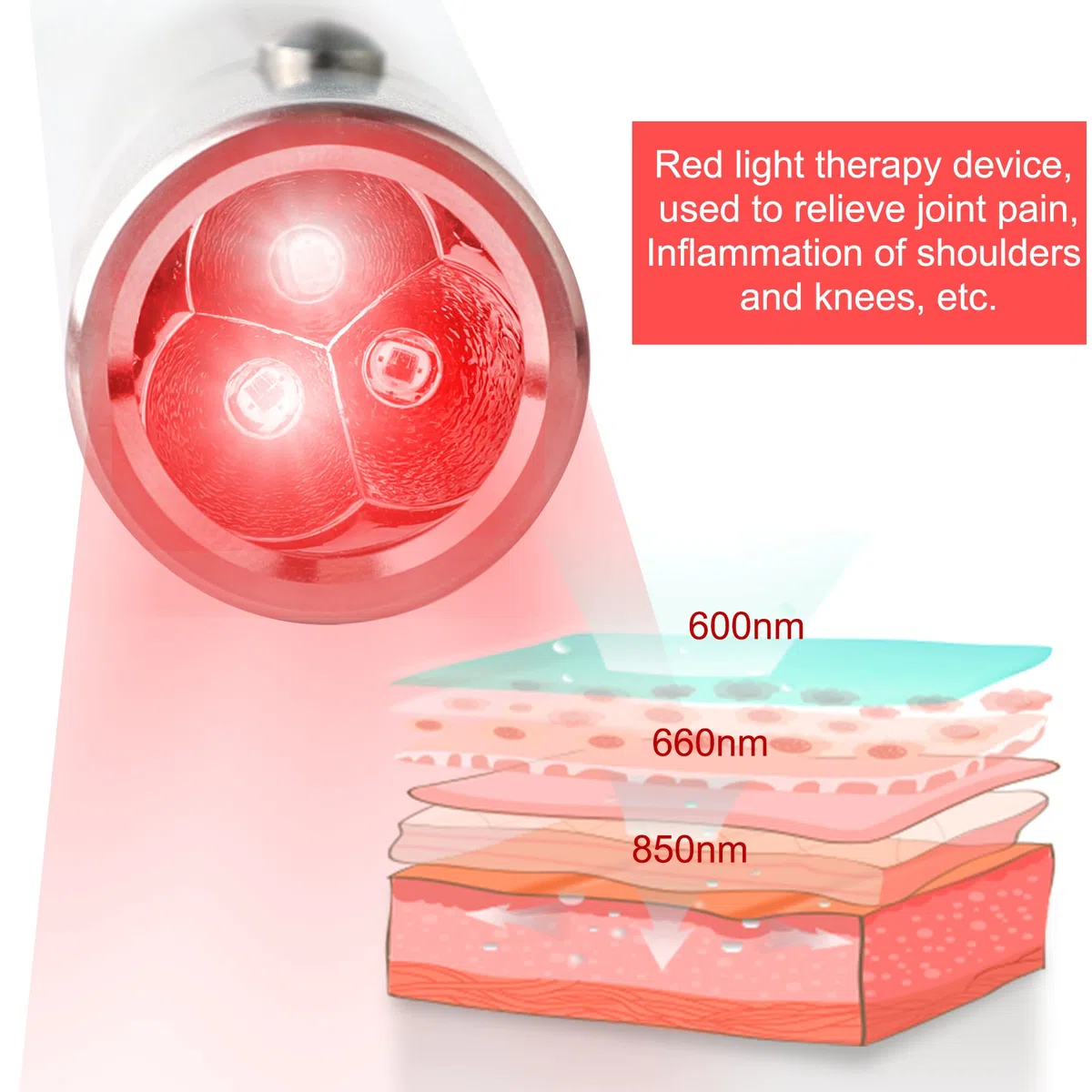 VAYALT Infrarot Handgerät Therapie Taschenlampe, Therapy Lindert Knie Gelenk Muskelschmerzen Rotlicht Therapiegerät Lamp für Gesicht und Körper,630/660/850nm Wellenlänge LED Rotlicht Wärmelampe
