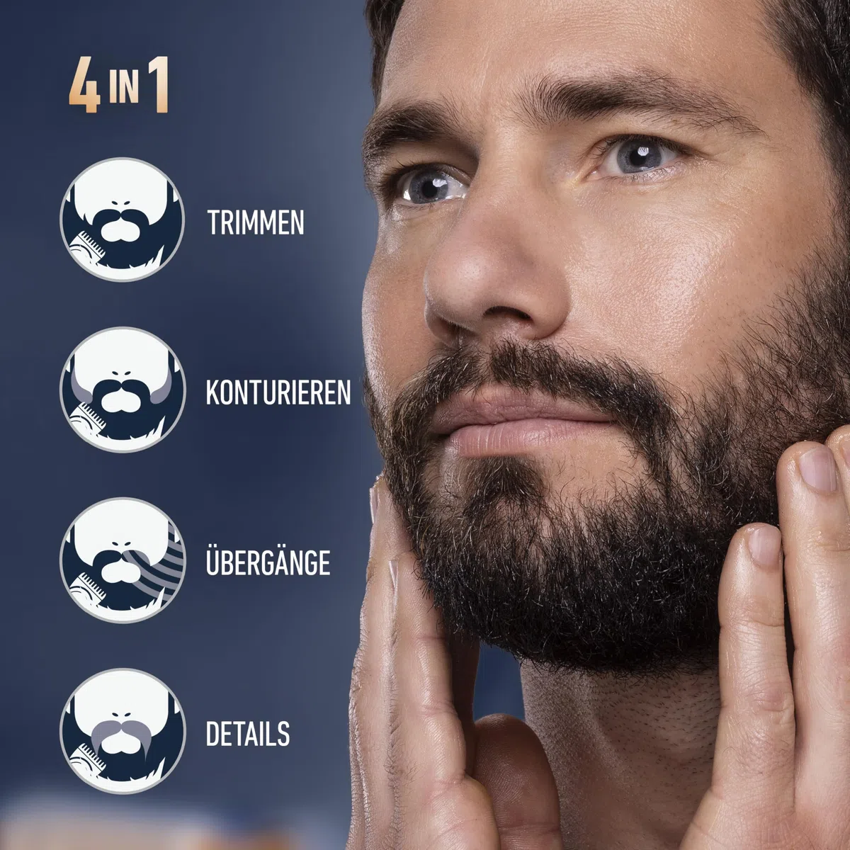 King C Gillette Barttrimmer Herren PRO, Kabelloser Bartschneider mit 40 Längeneinstellungen und Style-Lock — Inkl. Trimmer, 1 Reinigungsbürste, 4 auswechselbare Kammaufsätze und 1 Ladekabel — Schwarz