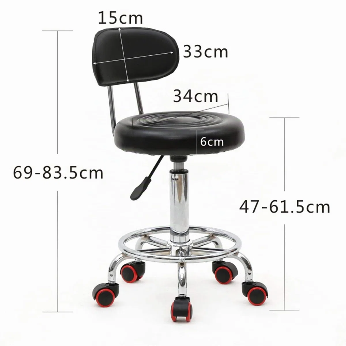 Alightup Bürohocker mit Rollen, professioneller Drehstuhl mit Rückenlehne, 360-Grad-drehbar und höhenverstellbar – für Massagesalon, Küche, Büro, Klinik, Pub, Näharbeiten, Malerarbeiten, Klavierspiel