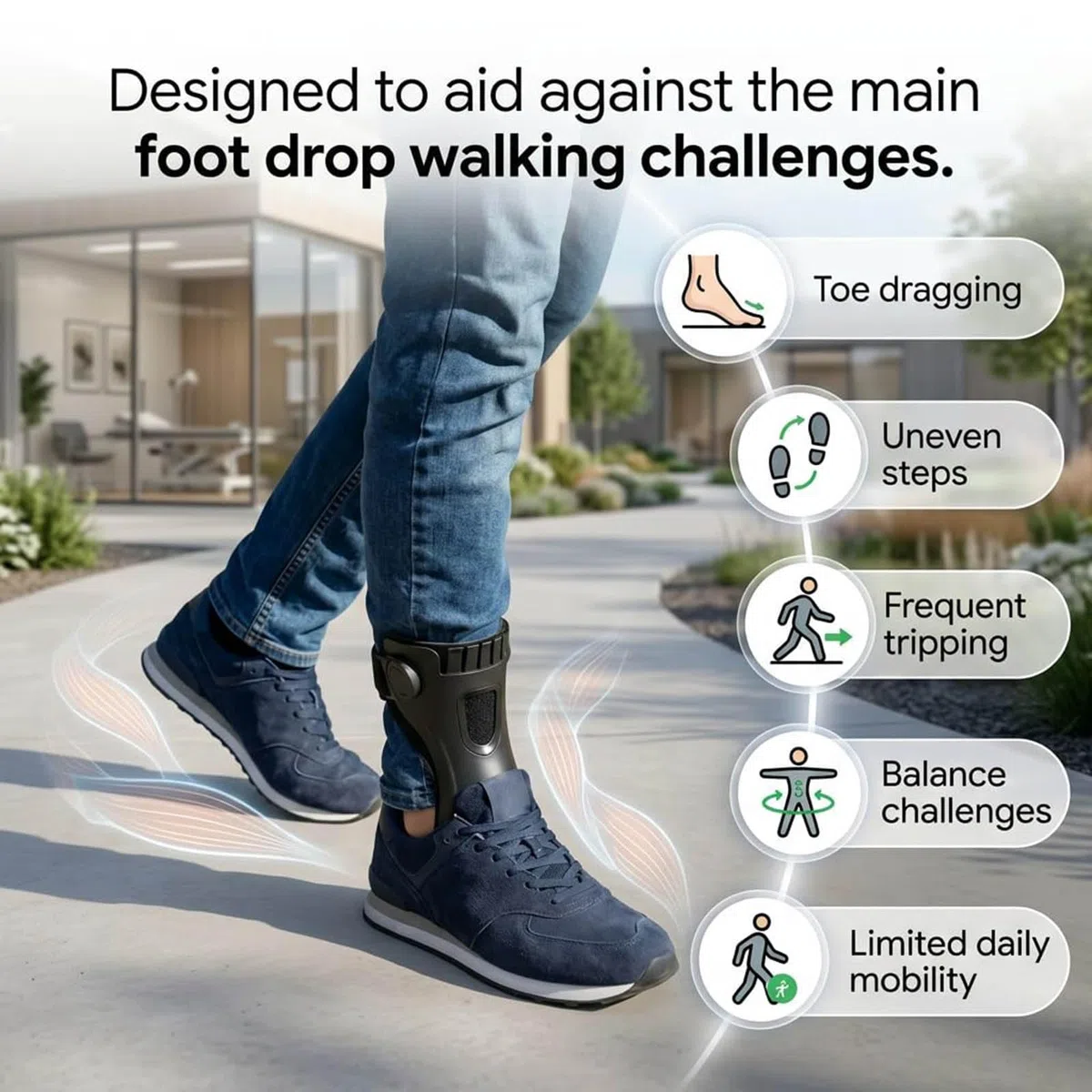 Fußheberorthese Orthese für Herren Damen,Drop Foot Brace Knöchelstütze Fußstütze Unterstützung, Knöchelorthese Unterstützung Mit Bequemem Aufblasbarem A irbag Für Damen, Herren, Walking, Training