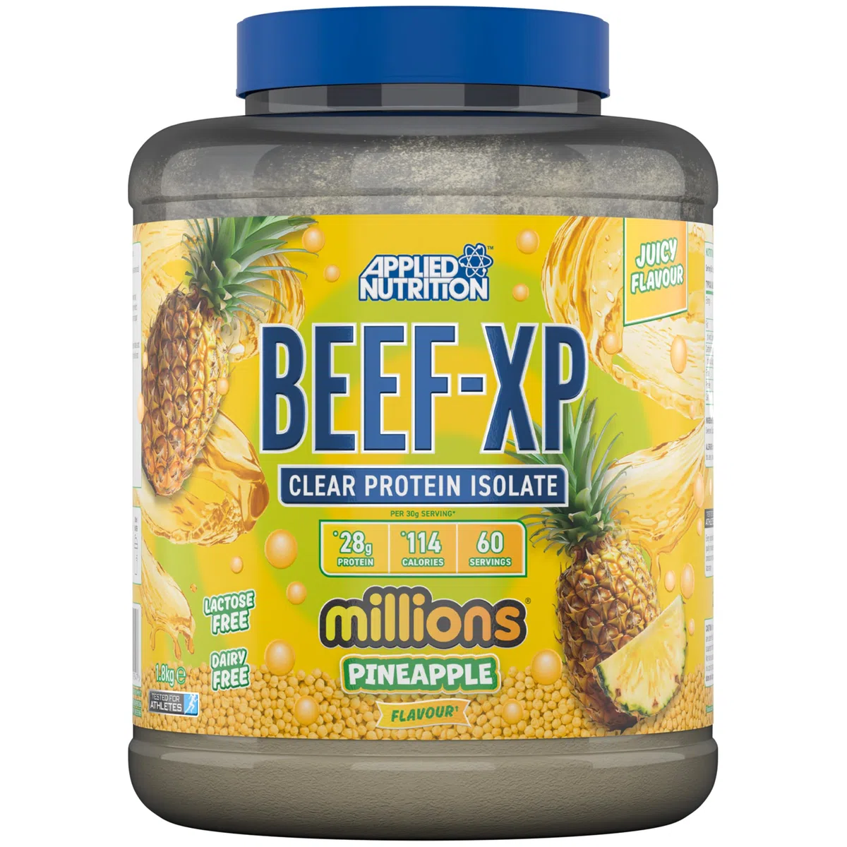 Applied Nutrition Beef XP – Klares Hydrolysiertes Fruchtsaftartiges Beef Protein Isolate, Beef Protein Powder ohne Milchprodukte, Laktose, Zucker, Fettarm (1.8kg, Pineapple)