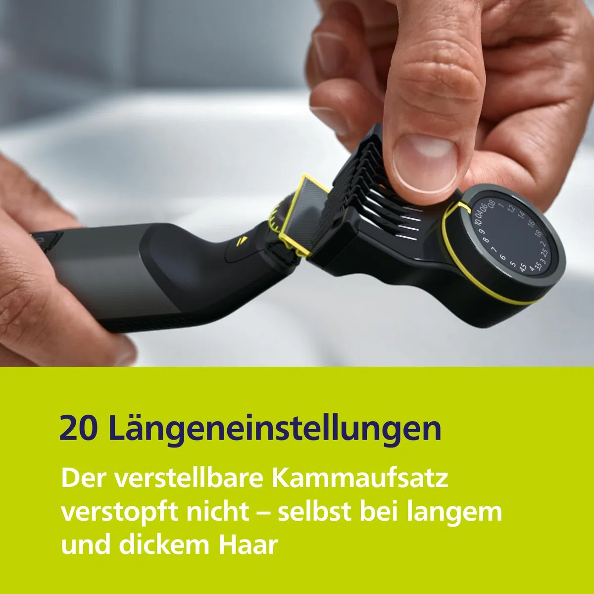 PHILIPS OneBlade Pro 360 Face & Body - elektrischer Rasierer, Trimmer & Bodygroomer, 3 x 360 Klingen, Präzisionskamm, 2x Körperaufsätze, Reiseetui, Ladestation, für Gesicht & Körper (QP6652/35)