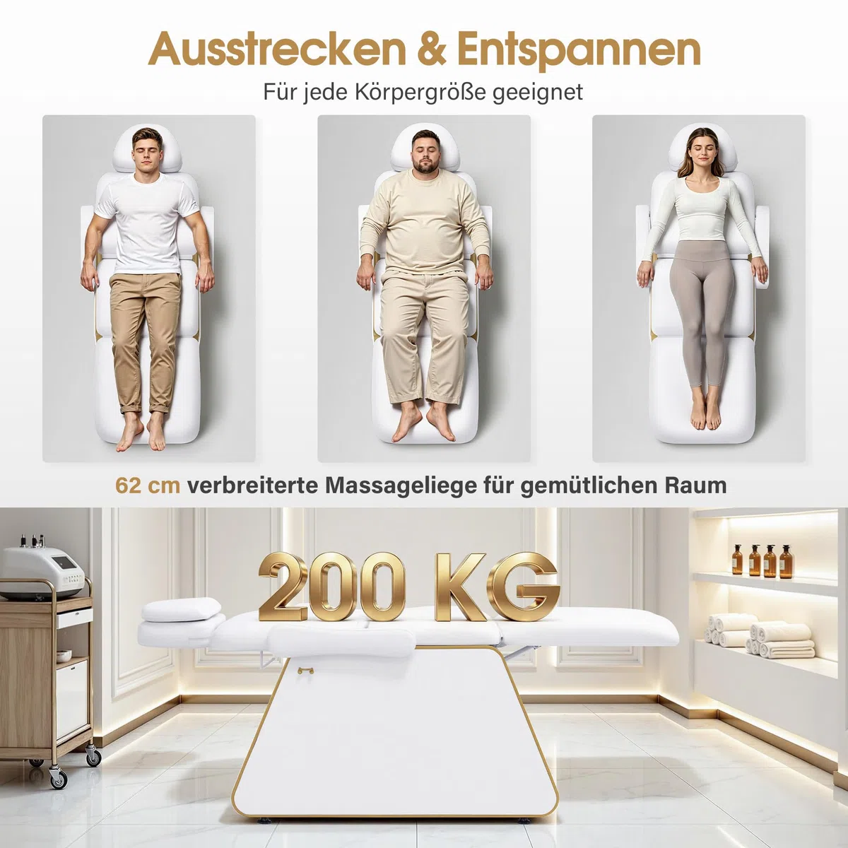 Barberpub Kosmetikliege Elektrisch mit 2 Motoren, Kopfstütze 16 cm ausziehbar, 180° Drehbare Armlehnen, Massageliege 80cm breit, Tattoo Liege für SPA Salon 0739 (Weiß/Kunstleder)