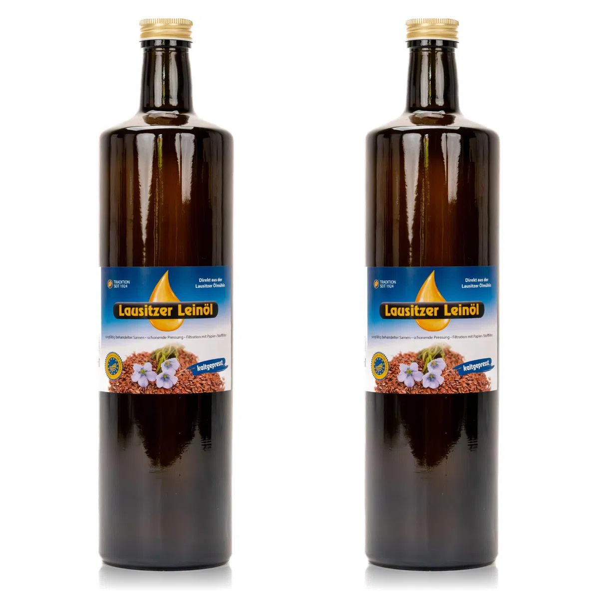 2 x Lausitzer Leinöl (kaltgepresstes Leinöl), 2 x 1 Liter