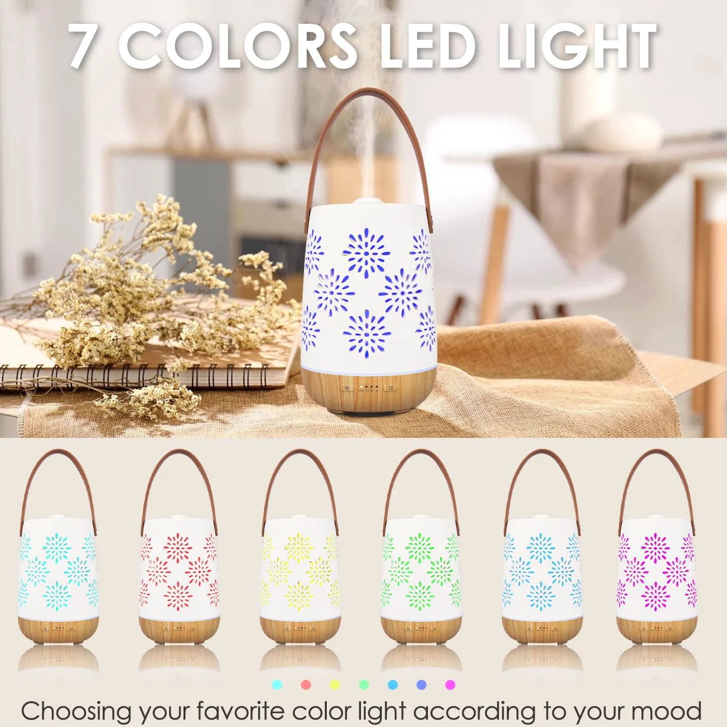 SALUBRITO Keramik Aroma Diffuser für Ätherische Öle, Kabellos Wiederaufladbare Aromatherapie Diffusor mit Akku, Tragbarer Diffusor, Automatisch Power-Off Duftlampe für Draußen, Camping, Zuhause, Yoga