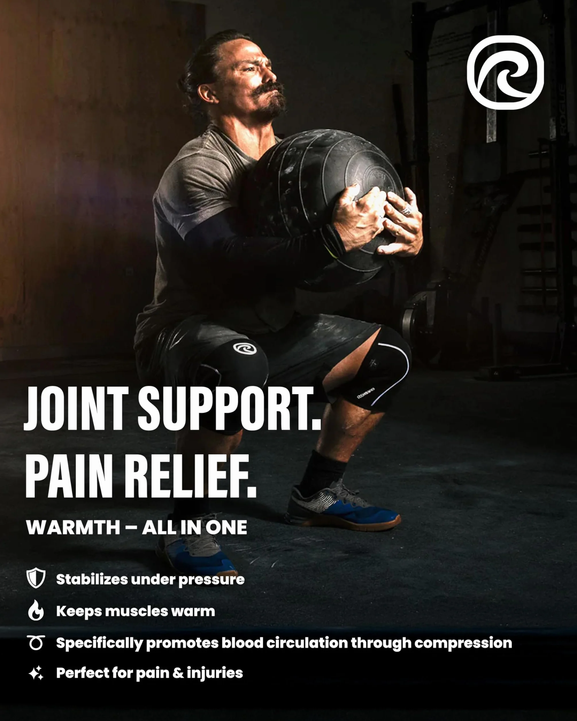 Rehband Kniebandage Kraftsport, Kniestütze für Cross Fit & schweres Training, Knee Sleeve aus 5 mm Neopren, in vielen Farben & Größen, Unisex