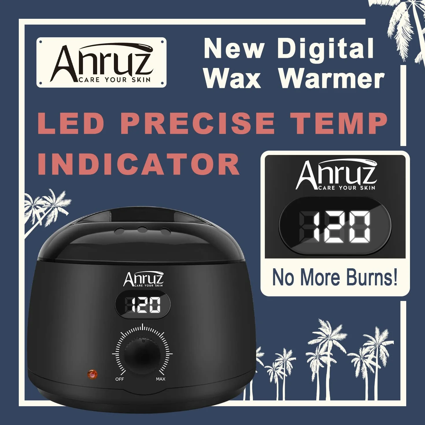 ANRUZ Waxing Set- Digital Wachswärmer Wachs Haarentfernung mit 500g Wachsperlen, ein Vor und Nachbehandlungslosion und 20 WaHausechsstäbchen- Wax Maschine für Ganzkörper zu Hause