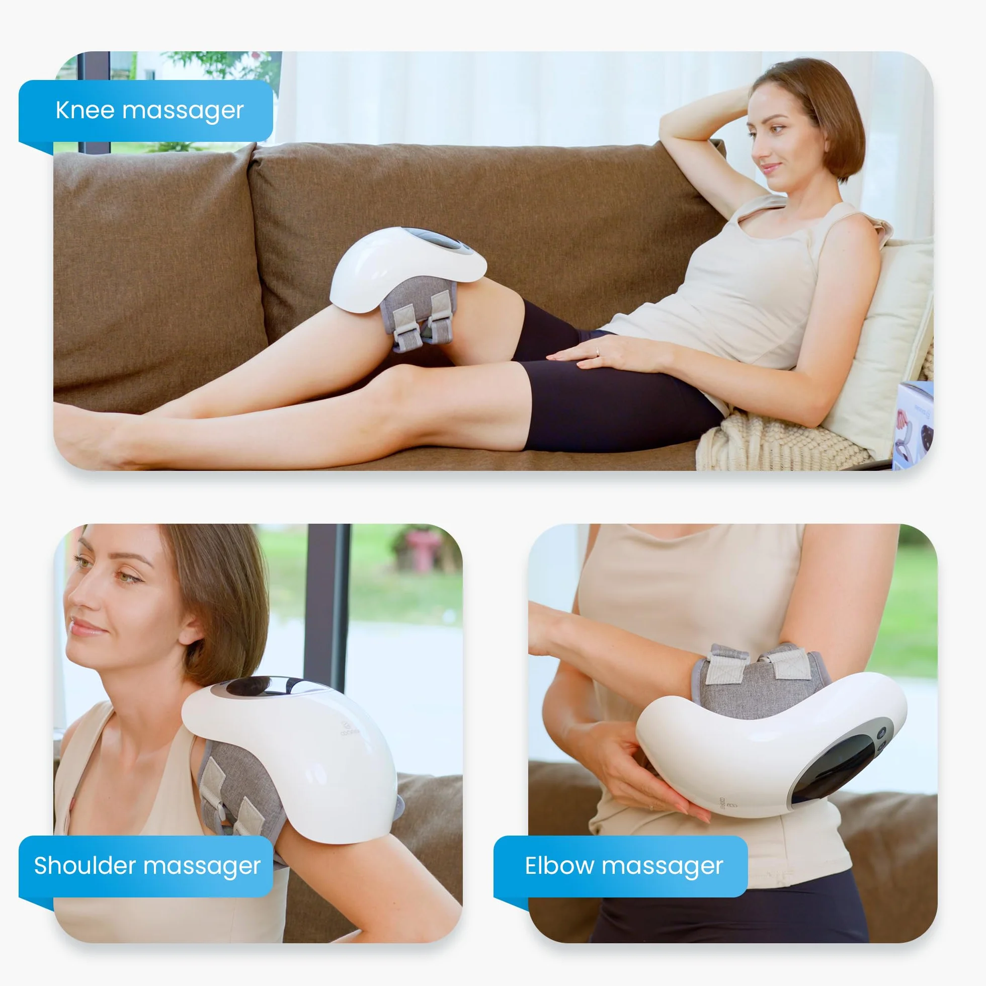 COMFIER Knie Massagegerät, kabelloses kniemassagegerät mit 3 einstellbaren Temperaturen, Rotlicht Knie Massagegerät mit LCD-Display, Wärme- und Vibrationsmassage