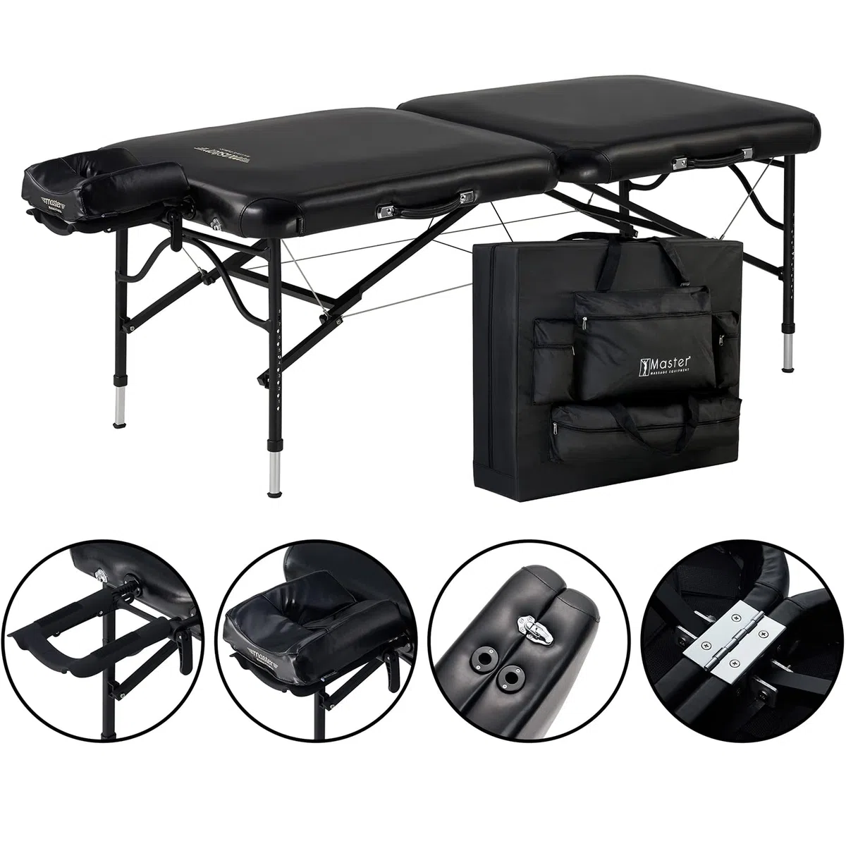 Master Massage StratoMaster, leicht, 76,2 cm, Schwarz (nur 11,3 kg) mit neuer NanoSkin-Polsterung und voll beladenem Zubehör, Sun Tan