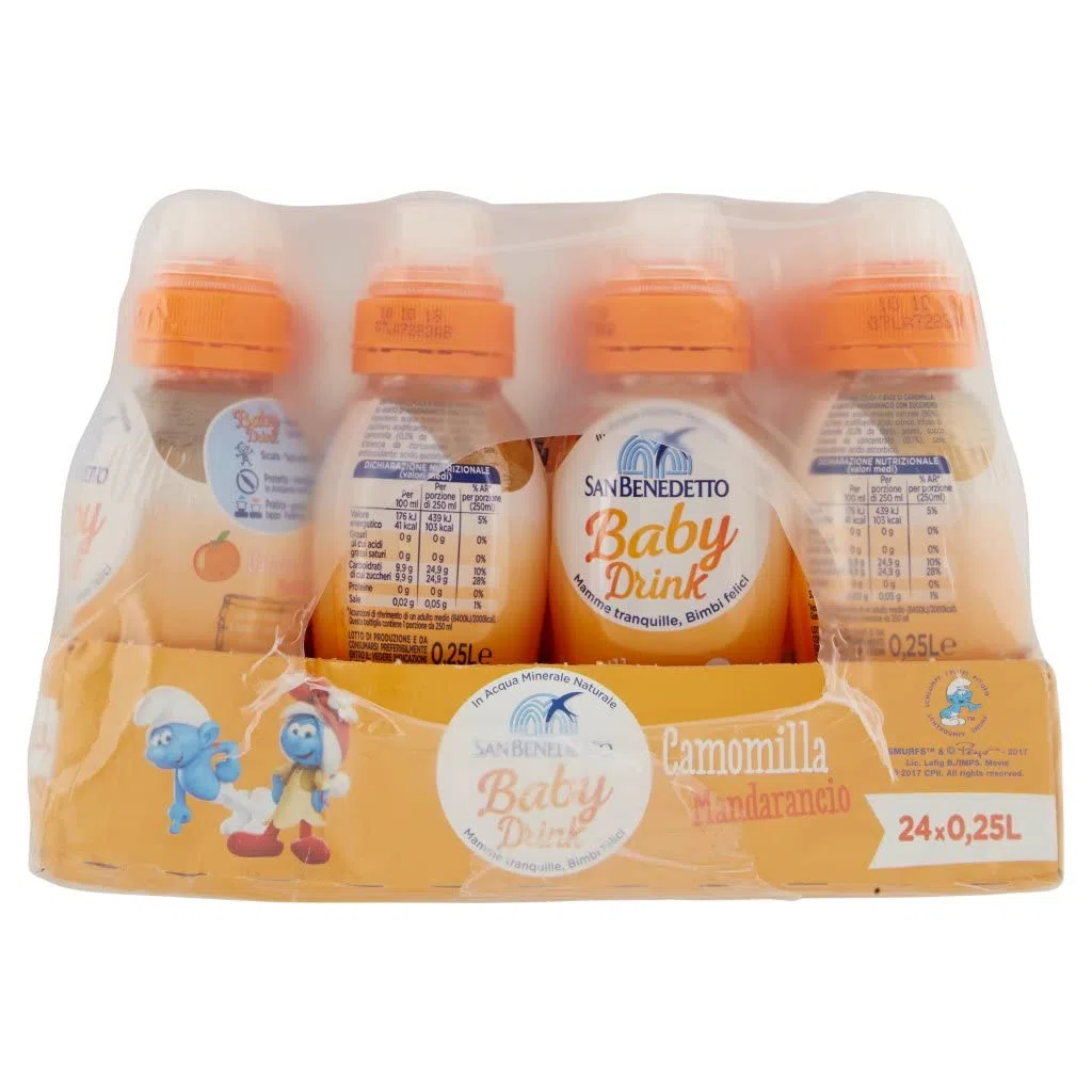 48x San Benedetto Baby Camomilla Mandarancio,Kamille mit Mandarine Geschmack,Kohlensäurefreies Getränk in Natürlichem Mineralwasser Pull-Push, 25cl + Italian Gourmet Polpa di Pomodoro 400g Dose