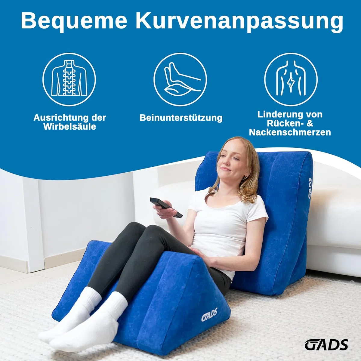 Aufblasbares Keilkissen-Set, Beinkissen für Bett und Reisen, kompakt mobil. | Leichtes Design für erhöhte Position, stabile Unterstützung, einfache Nutzung und platzsparende Lagerung nach Gebrauch daheim