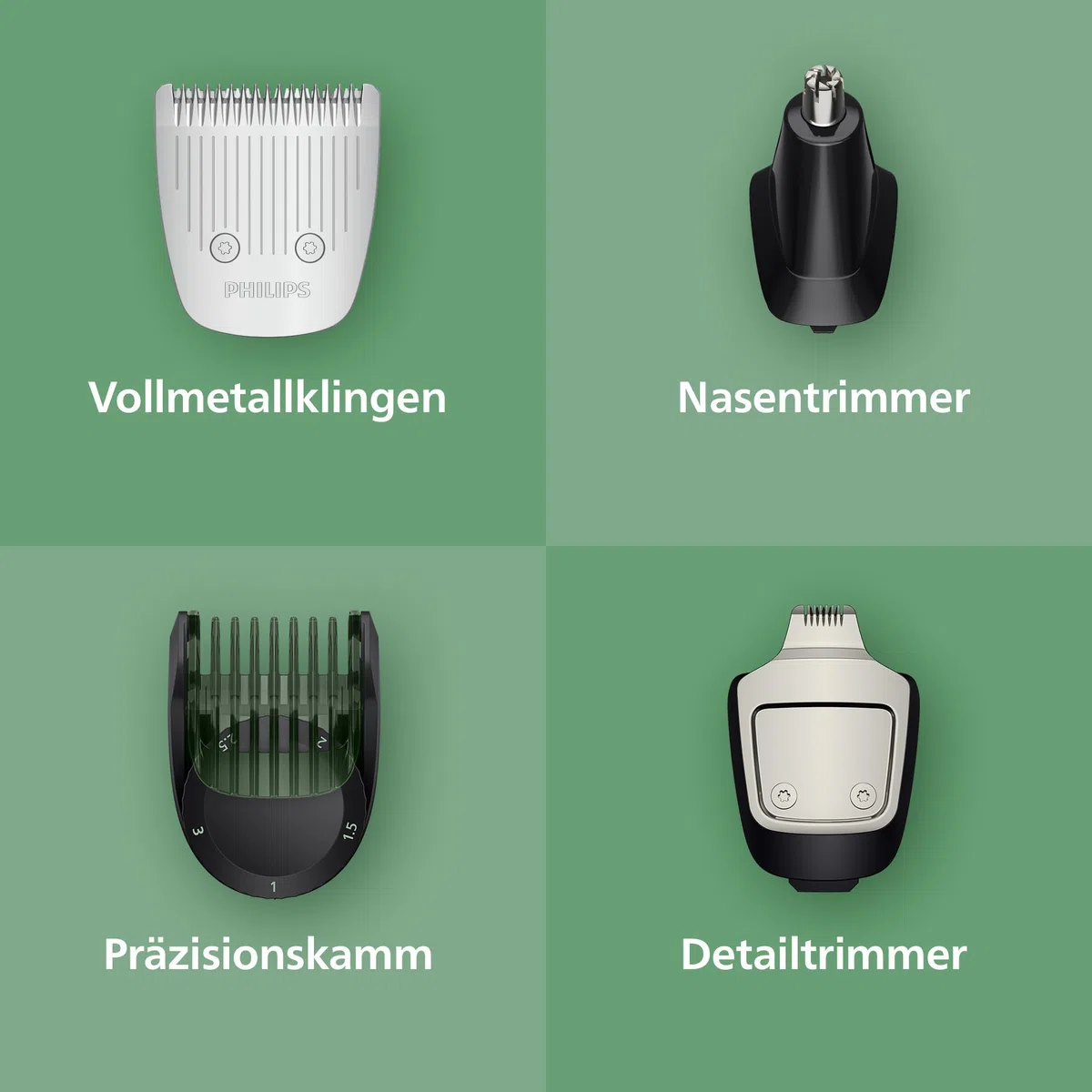 PHILIPS Multigroom Series 5000 All-in-One 12-teiliger Barttrimmer und Haarschneider für Gesicht, Kopf und Körper, selbstschärfende Metallklingen, 20 Längeneinstellungen (0,5-20 mm), Modell MG5952/30