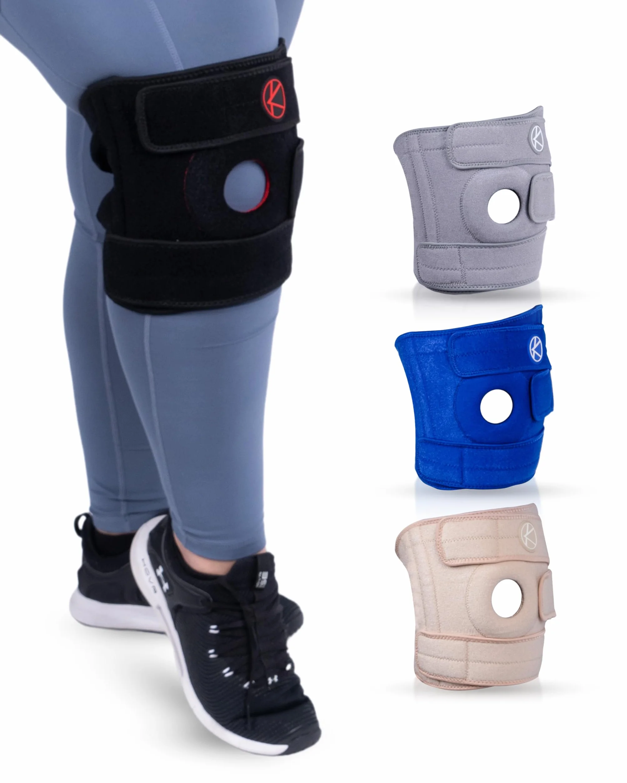 KARM Kniebandage XXXXL 5XL 6XL für Männer & Damen - Kniebandage Dicke Oberschenkel Extra Weit Übergewichtige Große Größe Übergröße Beine Meniskus Arthrose - Knee Support Brace (4XL/5XL/6XL Schwarz)