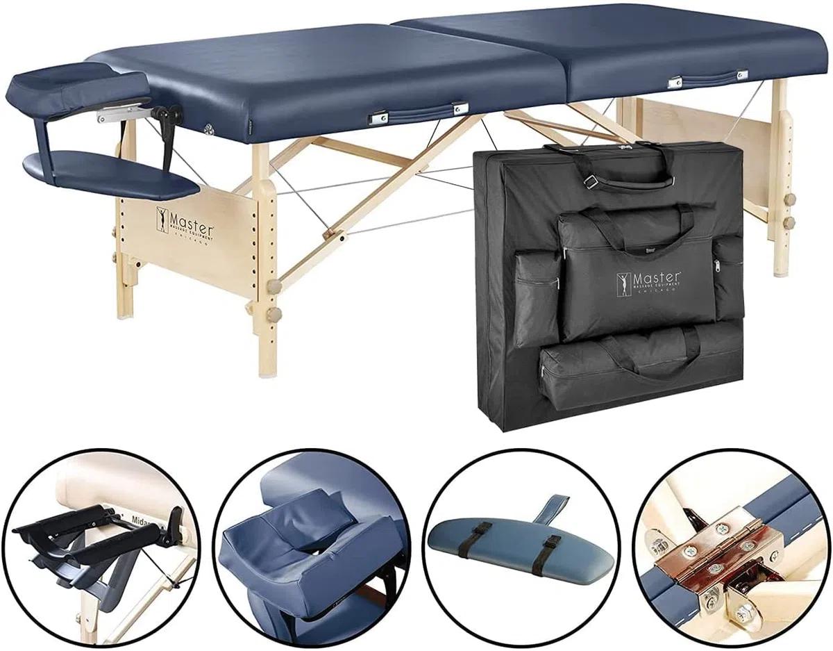Master Massage Coronado Mobile Massageliege Kosmetikliege Therapiebett Behandlungsliege Massagebank Klappbar Holz 71cm Königsblau
