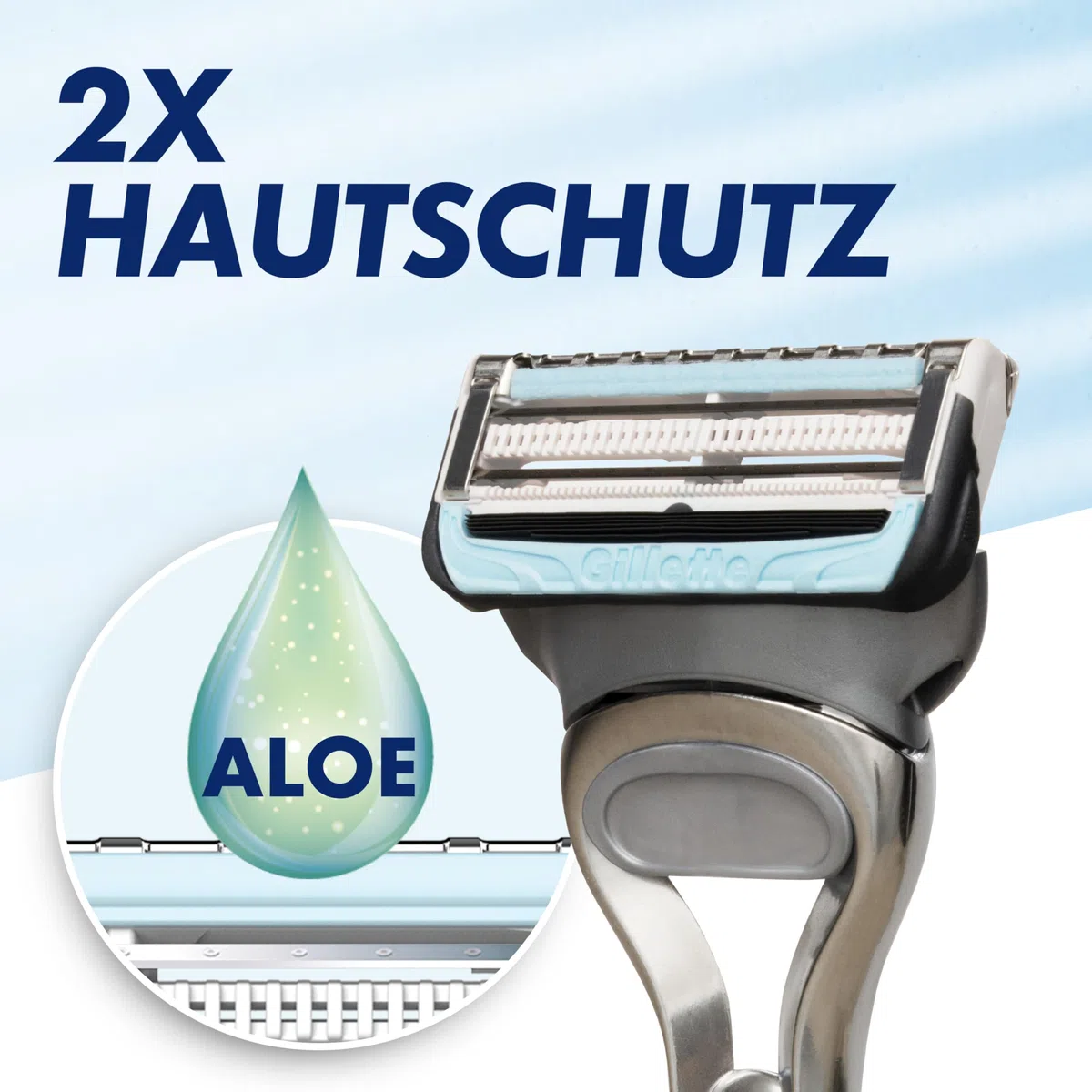 Gillette Skinguard Sensitive Rasierklingen Herren, 11 Original Ersatzklingen, Weiß/Blau - Nassrasierer, Klingen für Herrenrasierer, Verbesserter Gleitstreifen