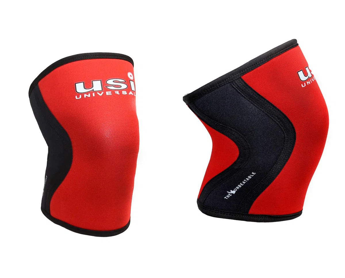 USI UNIVERSAL Kniebandage, KS7 Kniebandage (1 Paar, 7 mm Dicke) für Fitness Cross-Training, Knieverletzung, Knie-Kompressionsmanschette Unterstützung für Schmerzlinderung, Fitness, Gewichtheben