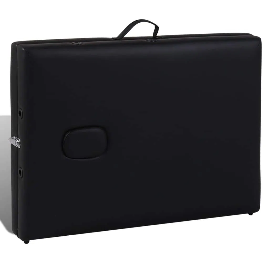 Massageliege klappbar 3-Zonen mit Holzgestell, Höhenverstellbare Mobile Kosmetikliege mit Tragetasche, Professionelle Massagebank für Wellness und Physiotherapie, 186x68cm Schwarz