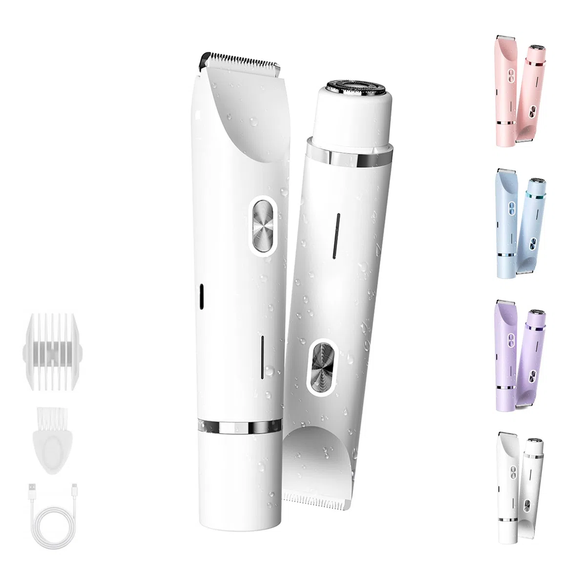 Aluvea Smooth Trim - 2-In-1 Haartrimmer Für Damen | Sanfte & Glatte Rasur Für Bikinizone, Achseln & Gesicht | Gegen Rasurbrand & Eingewachsene Haare (Weiß)