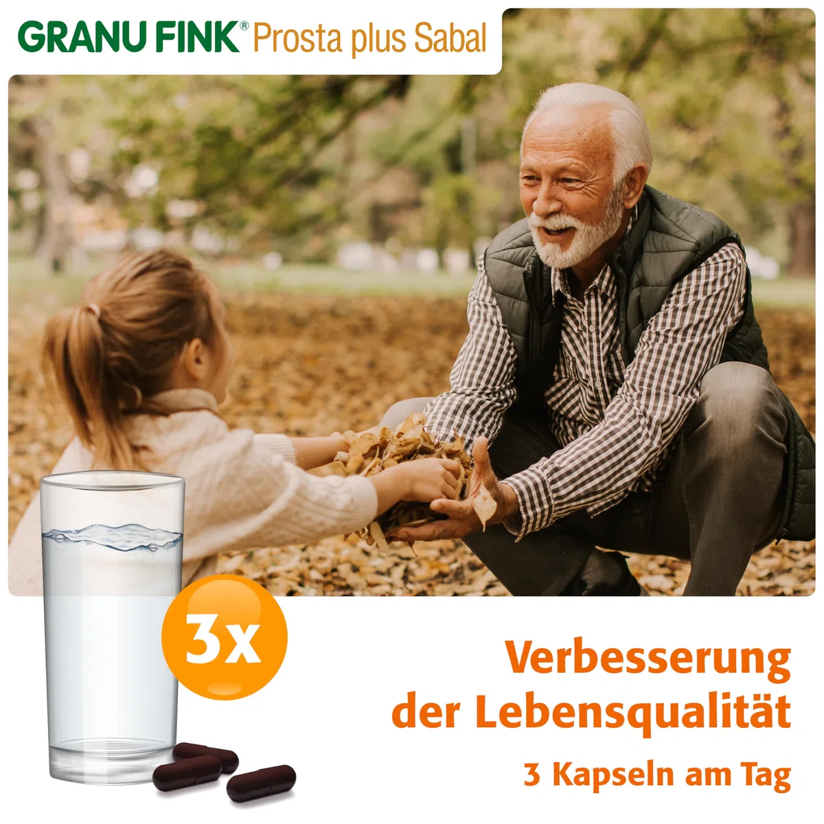 GRANU FINK Prosta plus Sabal – Prostata-Kapseln zur Stärkung des Prostata-Blasen-Systems – mit Uromedic Kürbis und Sägepalme – made in Germany – 200 Hartkapseln