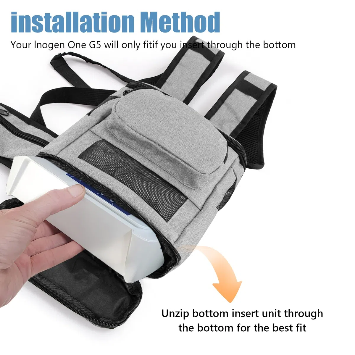Tragbarer Sauerstoffkonzentrator Rucksack Kompatibel mit Inogen One G5 und Inogen Rove 6,Ultra leichte Sauerstoffmaschine Tragen Mesh Tasche für Reisen im Freien (Grau)