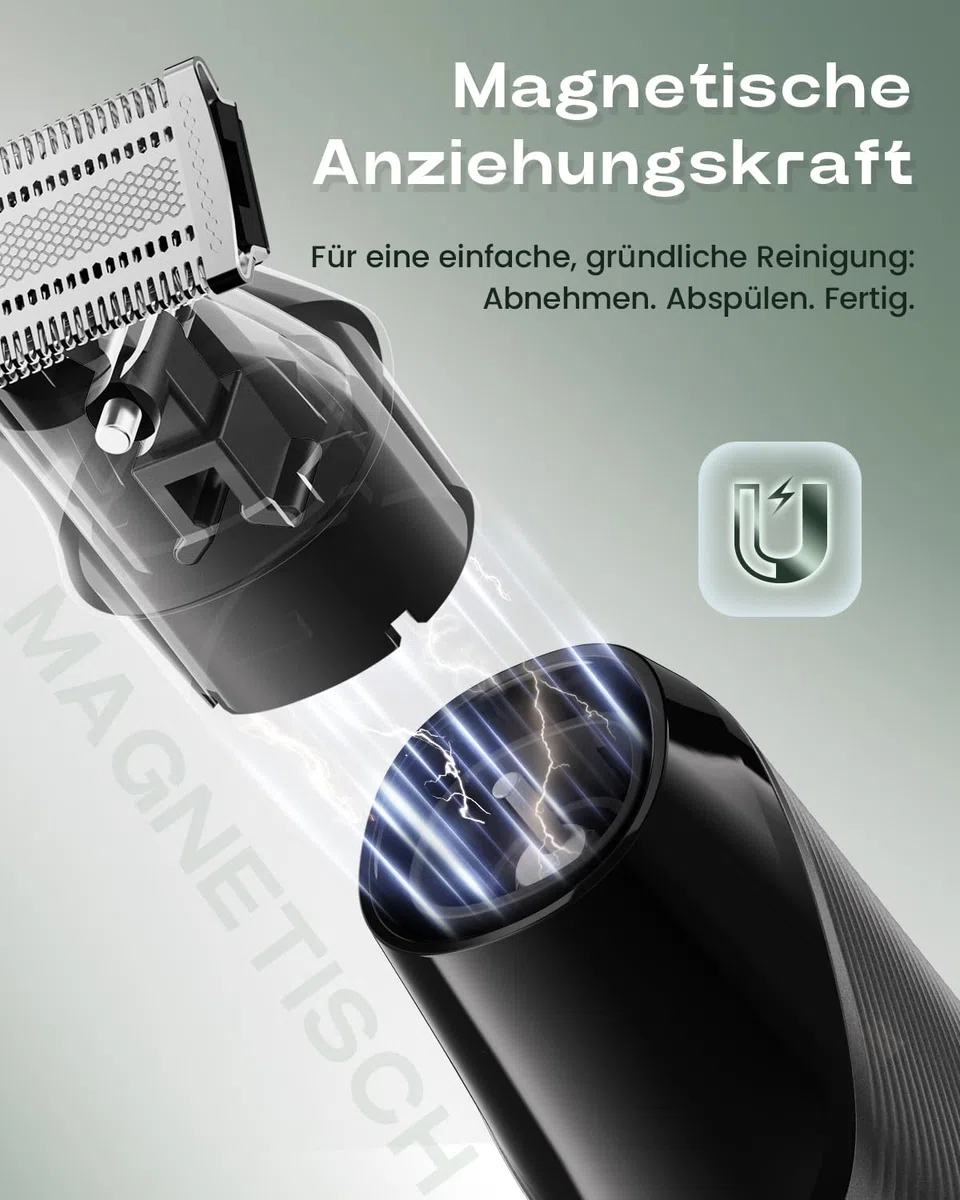 Intimrasierer Mann, Prettywill All-in-One Bodygroomer & Körperrasierer Herren mit Magnetkopf & Doppelklingen, IPX7 Wasserdicht, Elektrischer Rasierer für Ganzkörper & Gesicht, inkl. Aufsteckkämme