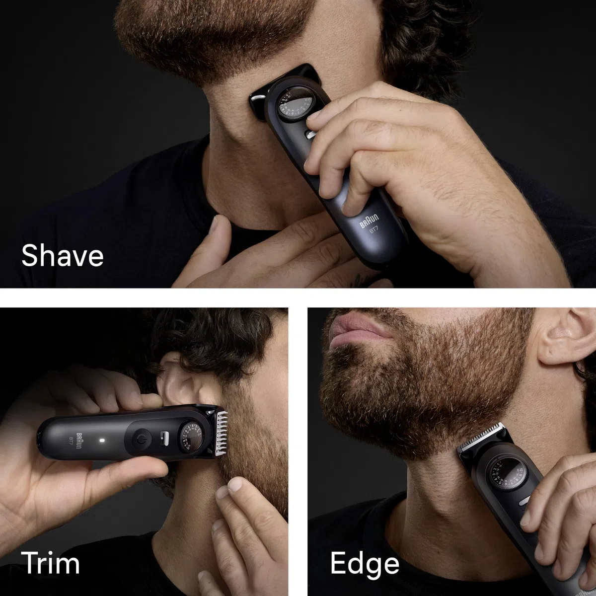 Braun Barttrimmer Series 7, Elektrischer Bartschneider Herren mit 6 Zubehörteile, Ultrascharfe ProBlade Klinge, 120 Min Akkulaufzeit, Kabelloser Bartrasierer, 40 Längen, Wasserdicht, BT7520, Blau