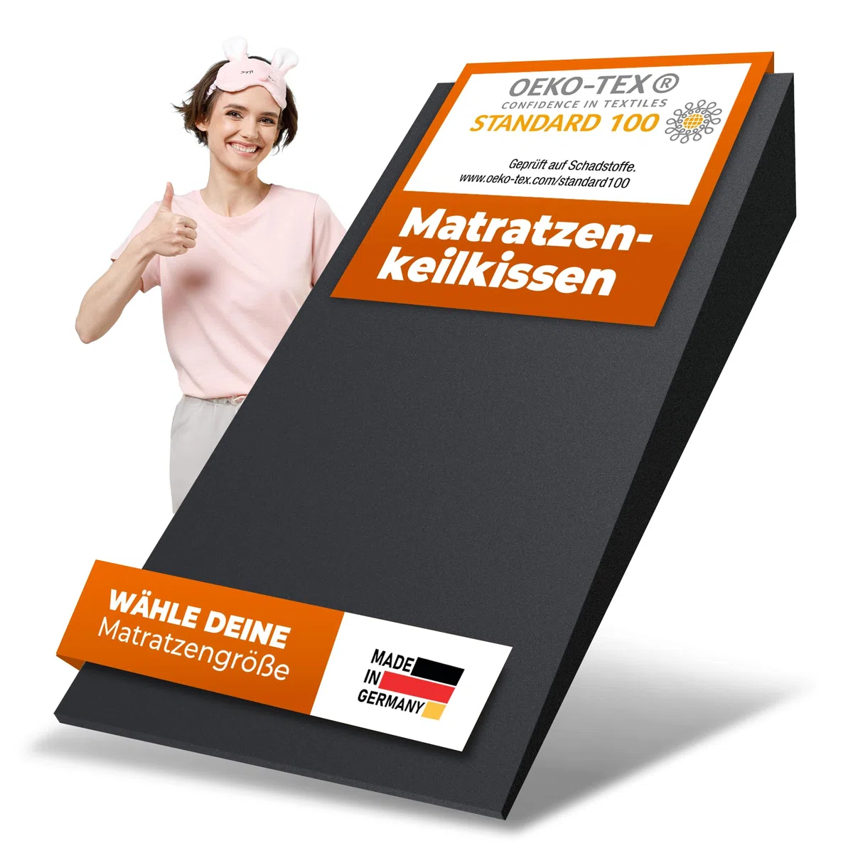 saarschaum • Keilkissen-Matratzenkeil • Orthopädische Keilmatratze zur Bettneigung • Erhöhungskeil für gesündere Schlafposition • Schräg schlafen • 90x200cm FSA 2750