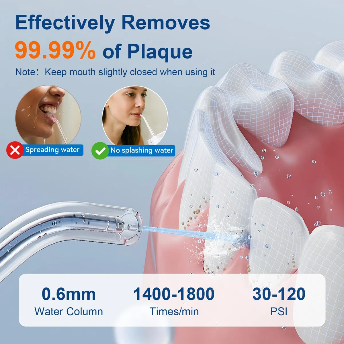 Water Flosser Tragbare Elektrische Kabellose Zahndusche mit 16 Drücken & Reiseetui, Kompaktes Mini-Design für Unterwegs, IPX7 Wasserdichte Flosser für Zahnreinigung und Zahnseide (Rosa)