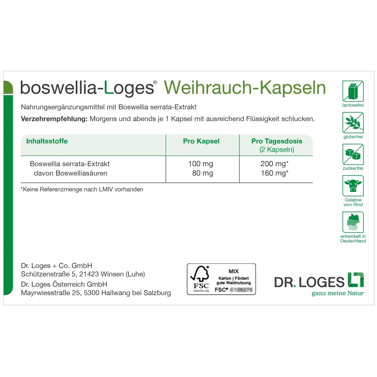 boswellia-Loges® Weihrauchkapseln - 120 Kapseln - Hochkonzentriert und maximal bioverfügbar