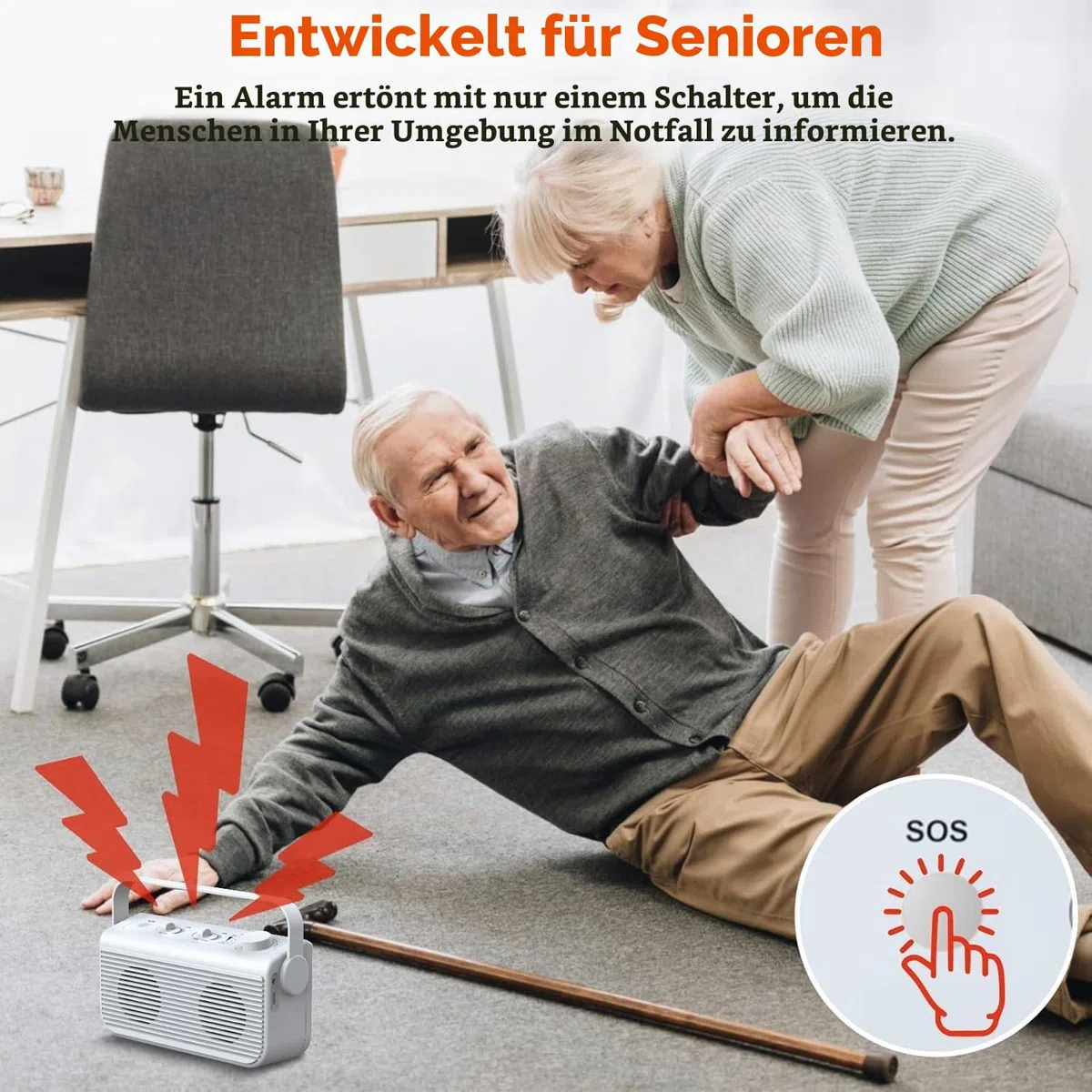 ANSTEN Sprachverstärker für Fernseher, 30m Reichweite, Plug and Play | Fernseher Lautsprecher Tragbar mit SOS Schalter für Senioren und Hörgeschädigte, Keine Audioverzögerung
