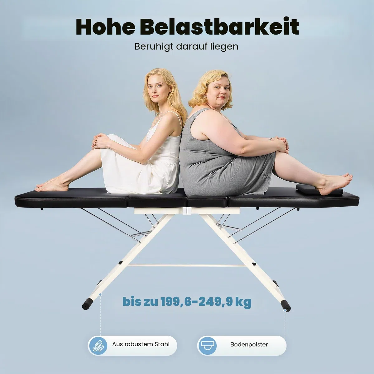 3-Zonen Klappbare Massageliege, Verstellbar Tragbare Kosmetikstuhl mit PU Polster, Beauty Liege Massagetisch, Mobile Kosmetikliege Therapieliege für Spa Salon Heimgebrauch, bis 200KG