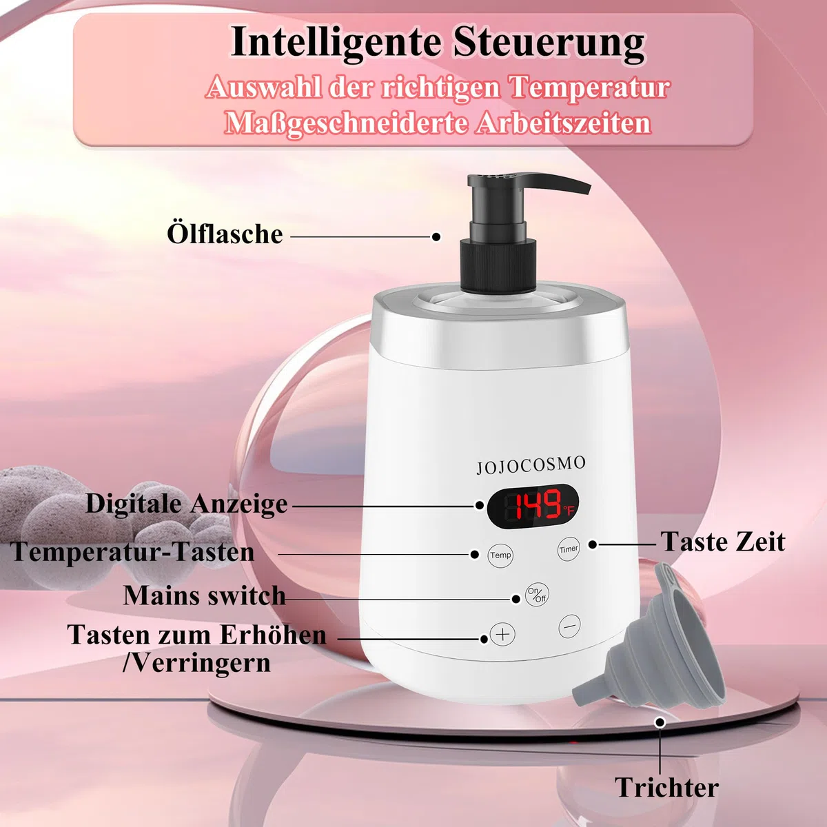 Massageöl-Wärmer,Massageölwärmer mit zwei Ölflaschenspender, stufenloser Erwärmer von 0 bis 65 °C,Lotion Flaschenwärmer Spenderheizung, for Salon, Haushalt Massageöl Flaschenwärmer,Weiß