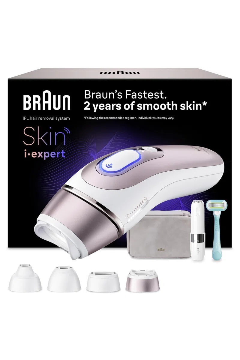 Braun Skin I·Expert Intelligentes Pulsed Light Epilierer, Laser-Haarentfernung für Frauen zu Hause, permanente Haarreduktion, kostenlose App, Kulturbeutel, Mini-Epilierer, Gillette Rasierer
