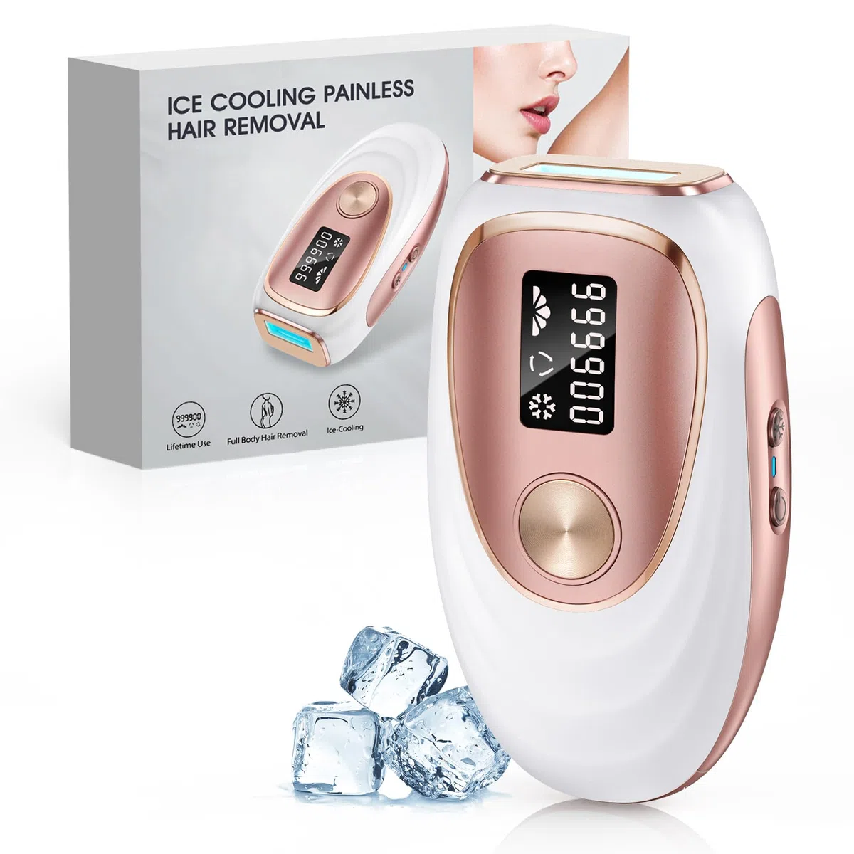Haarlosy IPL Geräte Haarentfernung mit Kühlfunktion, 999,900 Lichtimpulse, 5 Energiestufen Schmerzfreie IPL Haarentfernung Laser Hair Removal für Frauen, Männer, Intimbereich, Körper und Beine - Rose