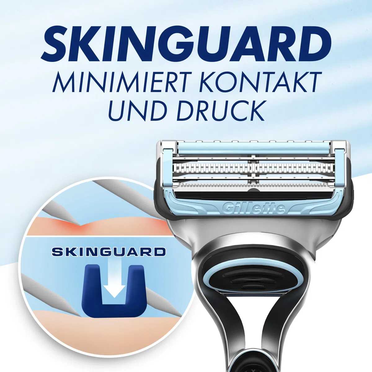 Gillette Skinguard Sensitive Rasierklingen Herren, 11 Original Ersatzklingen, Weiß/Blau - Nassrasierer, Klingen für Herrenrasierer, Verbesserter Gleitstreifen
