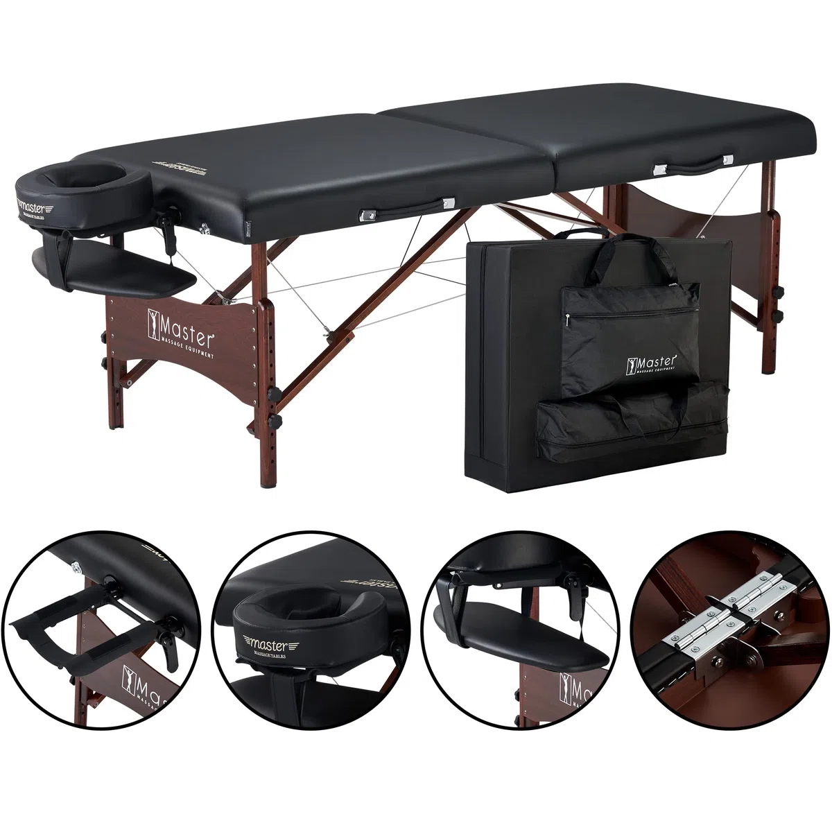 Master Massage 71cm Newport Mobil tragbar Massageliege Massagebett Massagebank Kosmetikliege America Brand-Schwarz