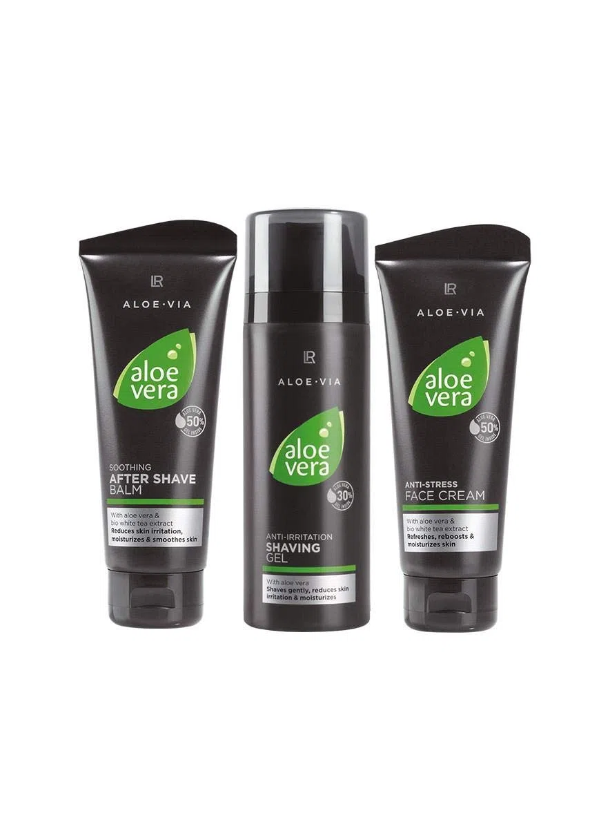 LR ALOE VIA Aloe Vera Men Gesichtspflege-Set (Rasiergel, After Shave Balsam, Gesichtscreme)