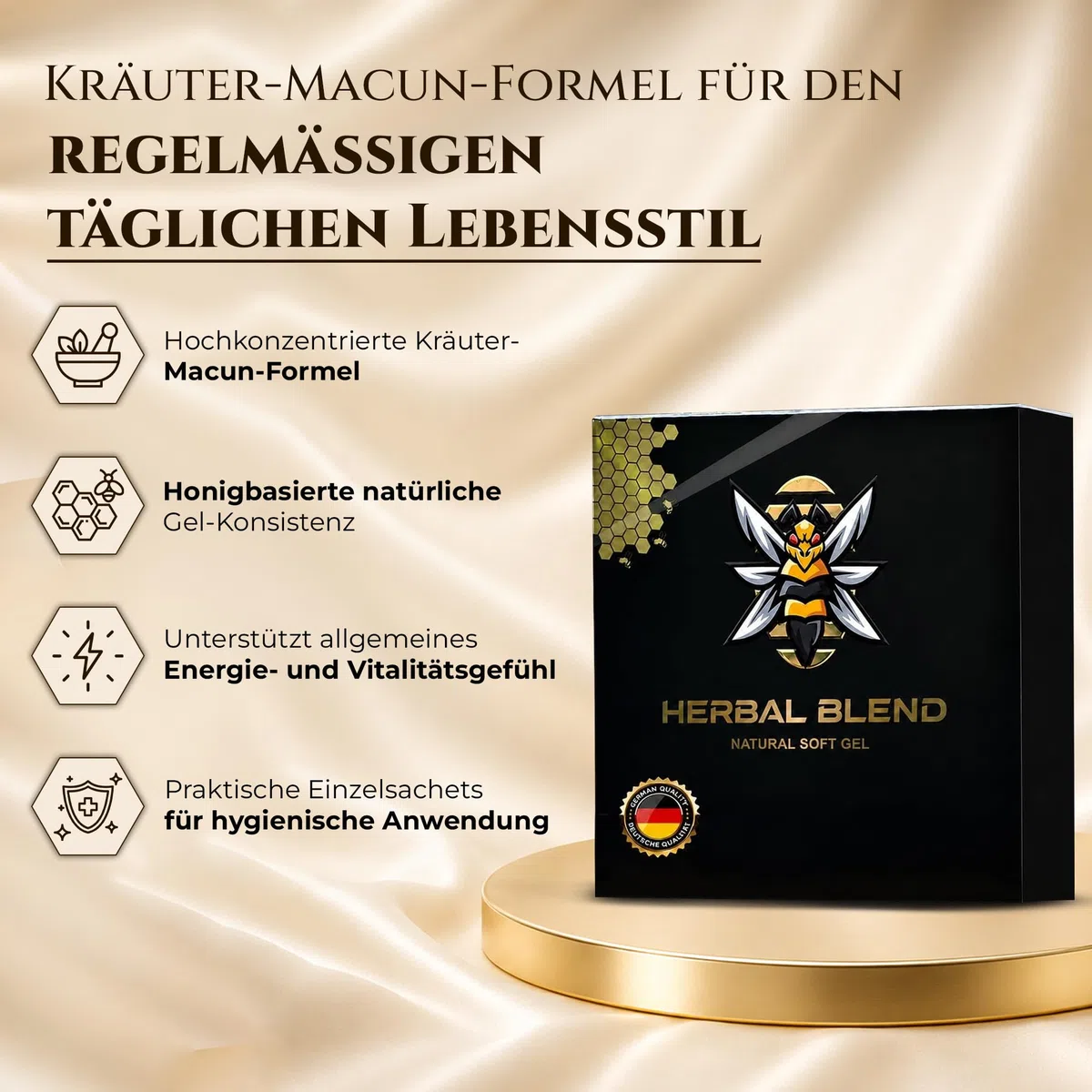 Wunderbar Wonder Natural Agent for Men Strong and High Dose with Ginseng and Gingko Biloba-Ginseng Herbal Gel 12x2 24 Jelly Stück - Herbal Blend Macun Honey Herbal Blend - Maca, Tribulus Terrestris.