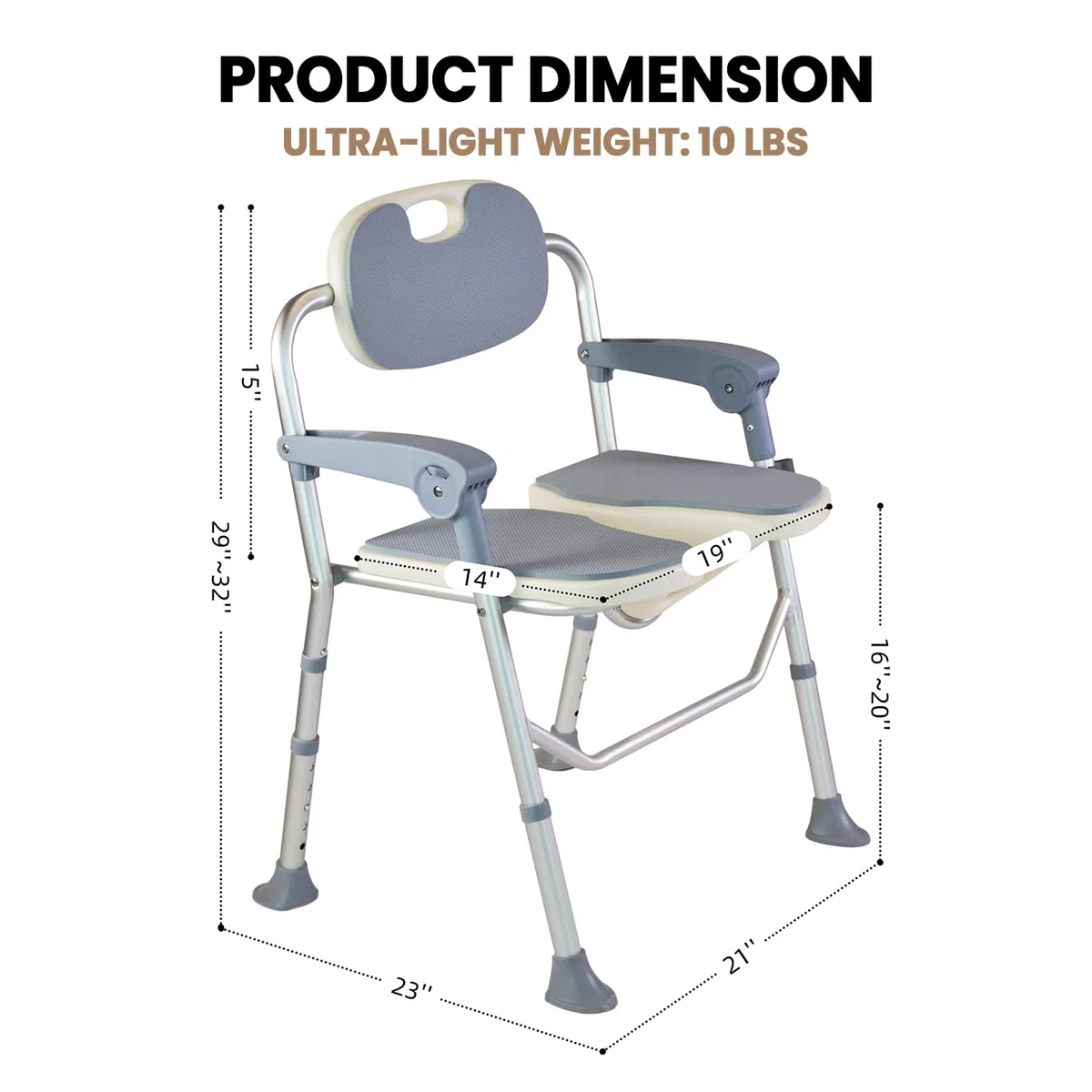Duschstuhl, U-Form, verstellbarer Duschsitz mit rutschfesten Füßen, ideal für ältere Menschen, Senioren und Schwangere, robustes Design