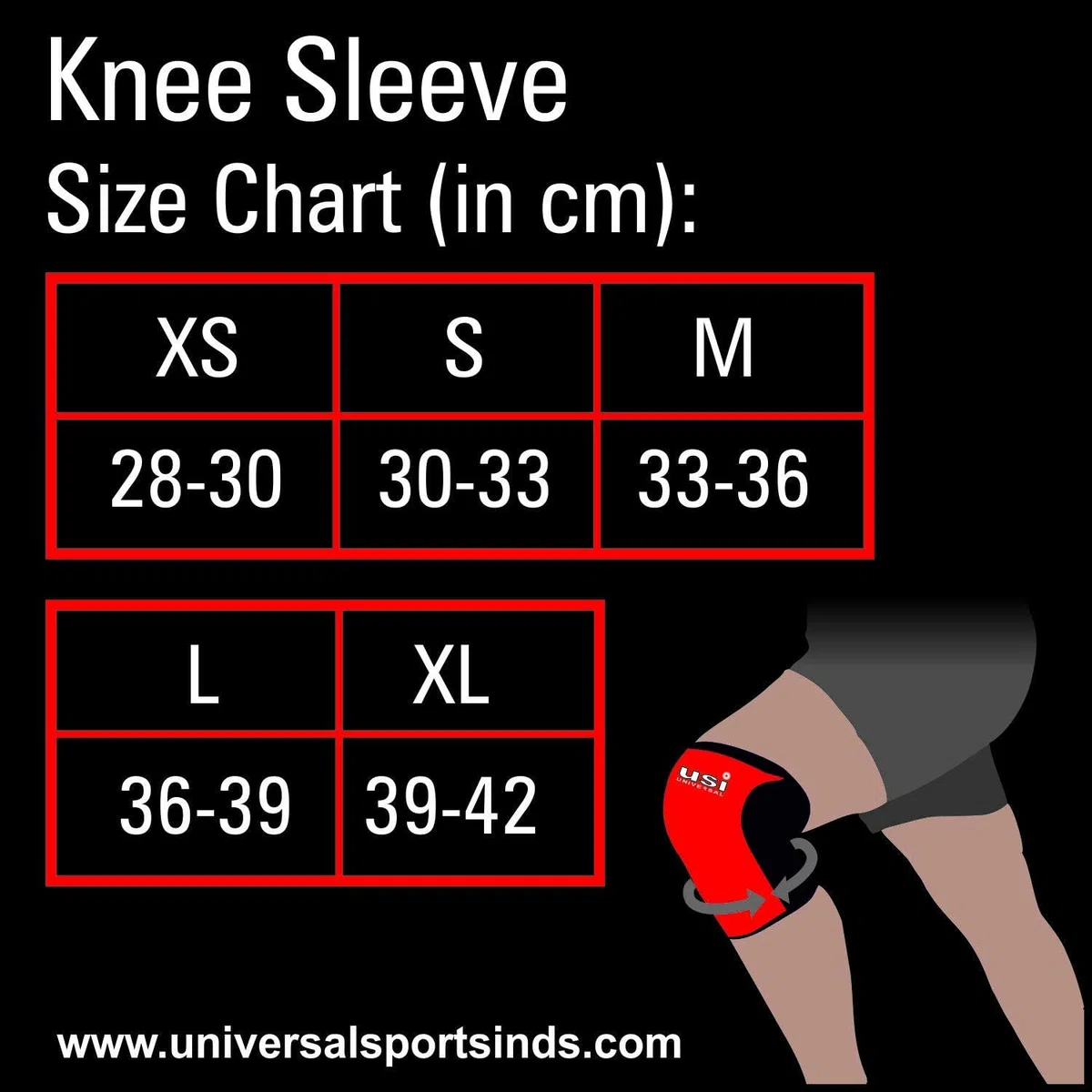 USI UNIVERSAL Kniebandage, KS7 Kniebandage (1 Paar, 7 mm Dicke) für Fitness Cross-Training, Knieverletzung, Knie-Kompressionsmanschette Unterstützung für Schmerzlinderung, Fitness, Gewichtheben
